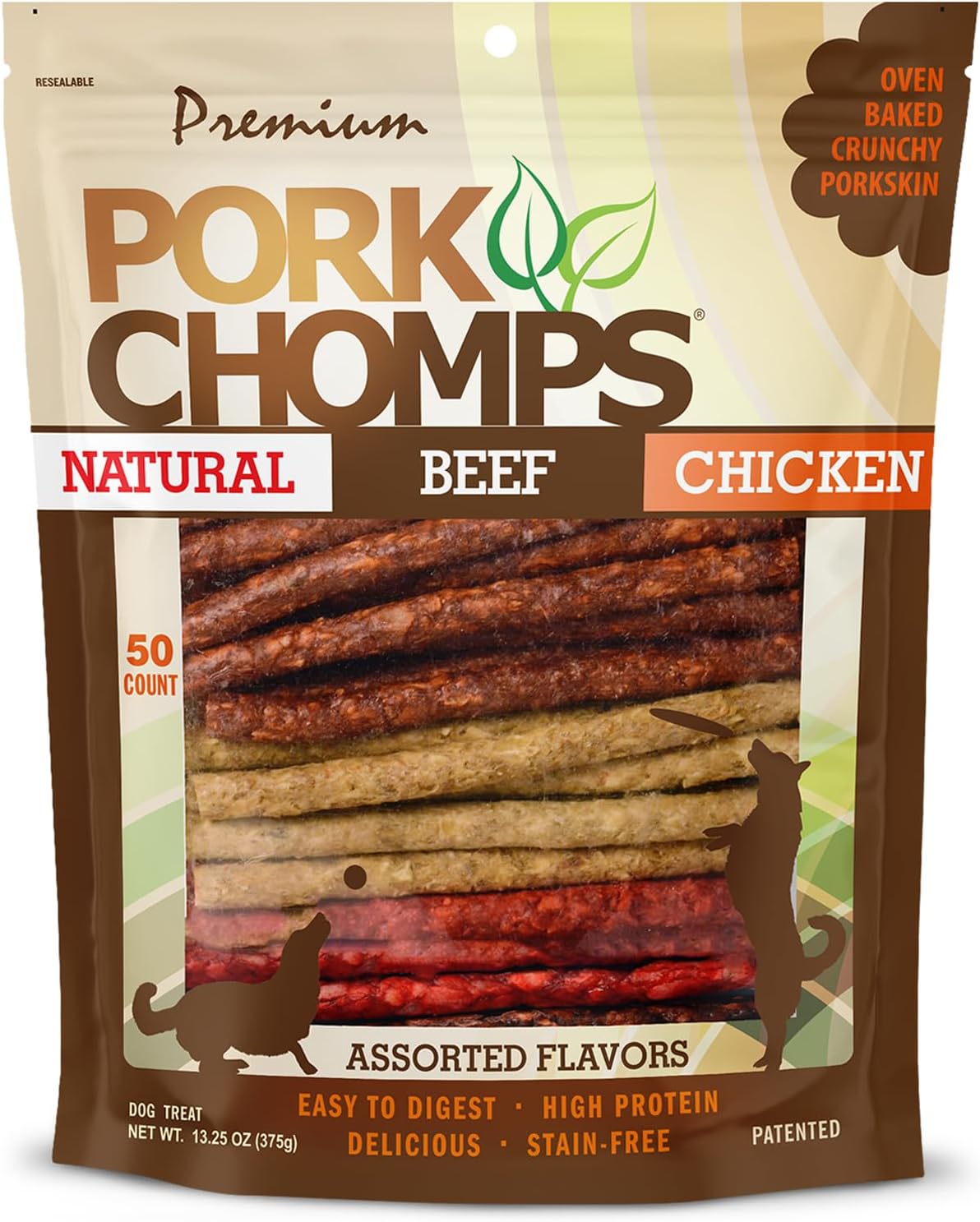 Pork Chomps Dog Chews, 5-inch Munchy Sticks, Assorted Flavors, 50 Count (Pack of 1) - Image 2