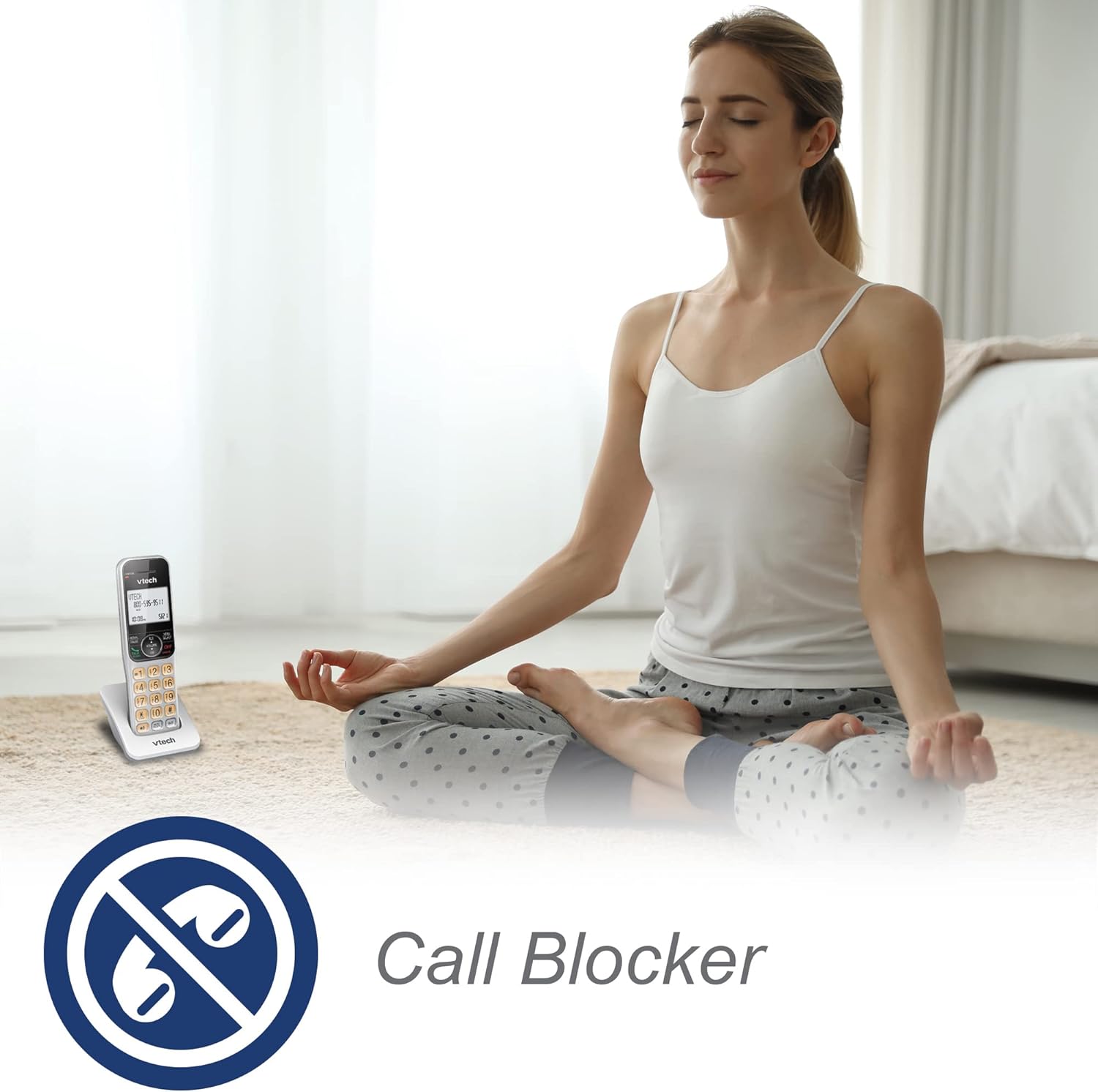 VTech VG208 DECT 6.0 Corded/Cordless Phone for Home with Answering Machine, Call Blocking, Caller ID, Large Backlit Display, Duplex Speakerphone, Intercom, Line-Power(Silver/Black) - Image 5