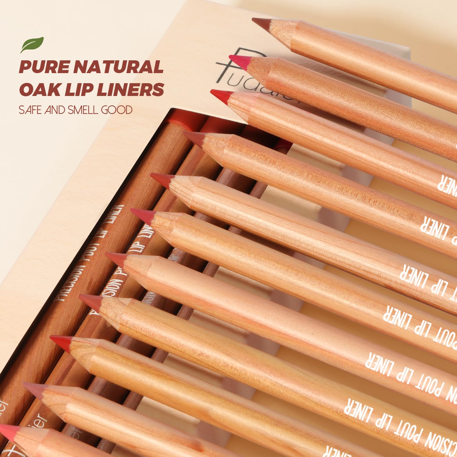 Lip Liner Set, 12Pcs Pure Natural Oak Brown Pink Red Series Lip Liners, Smooth and High Pigmented Lip Makeup Pencil - Image 3