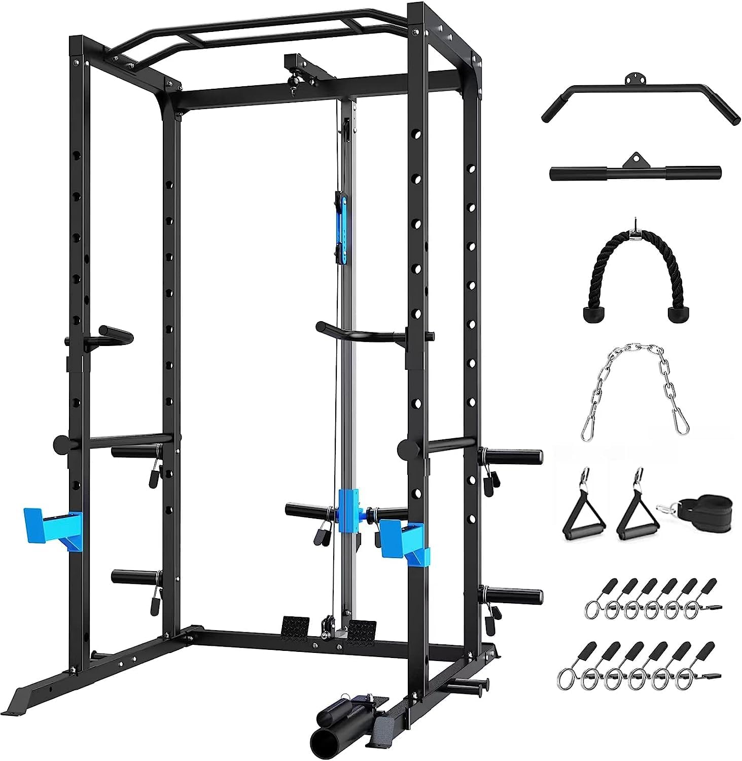 Power Cage, Multi-Functional Power Rack with J-Hooks, Dip Handles, Landmine Attachment and Optional Cable Pulley System for Home Gym - Image 2