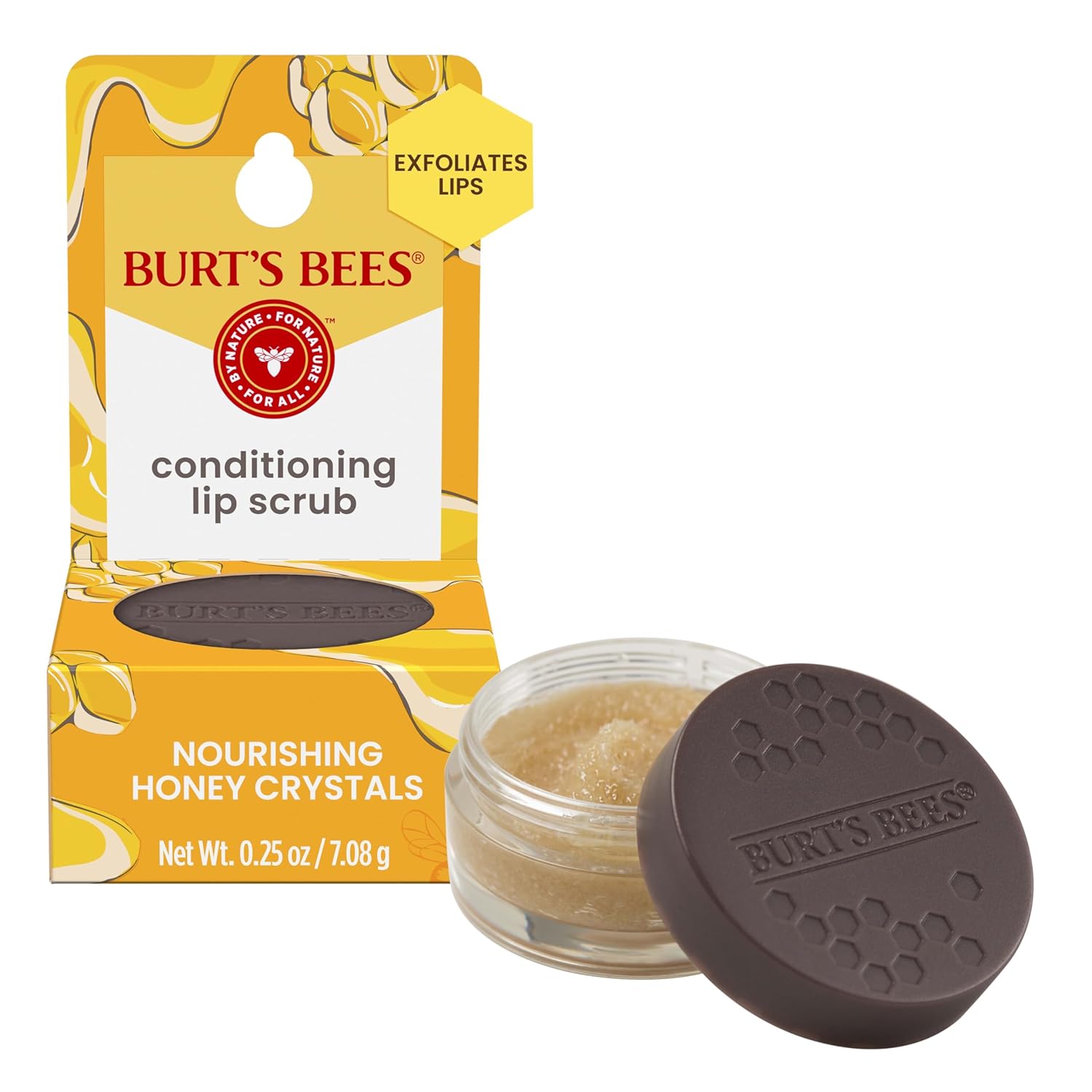 Burt's Bees Conditioning Honey Lip Scrub, Exfoliates & Conditions Dry Lips, with Honey Crystals, Use with Overnight Intense Lip Treatment, Natural Origin Lip Care, 0.25 oz. - Image 2