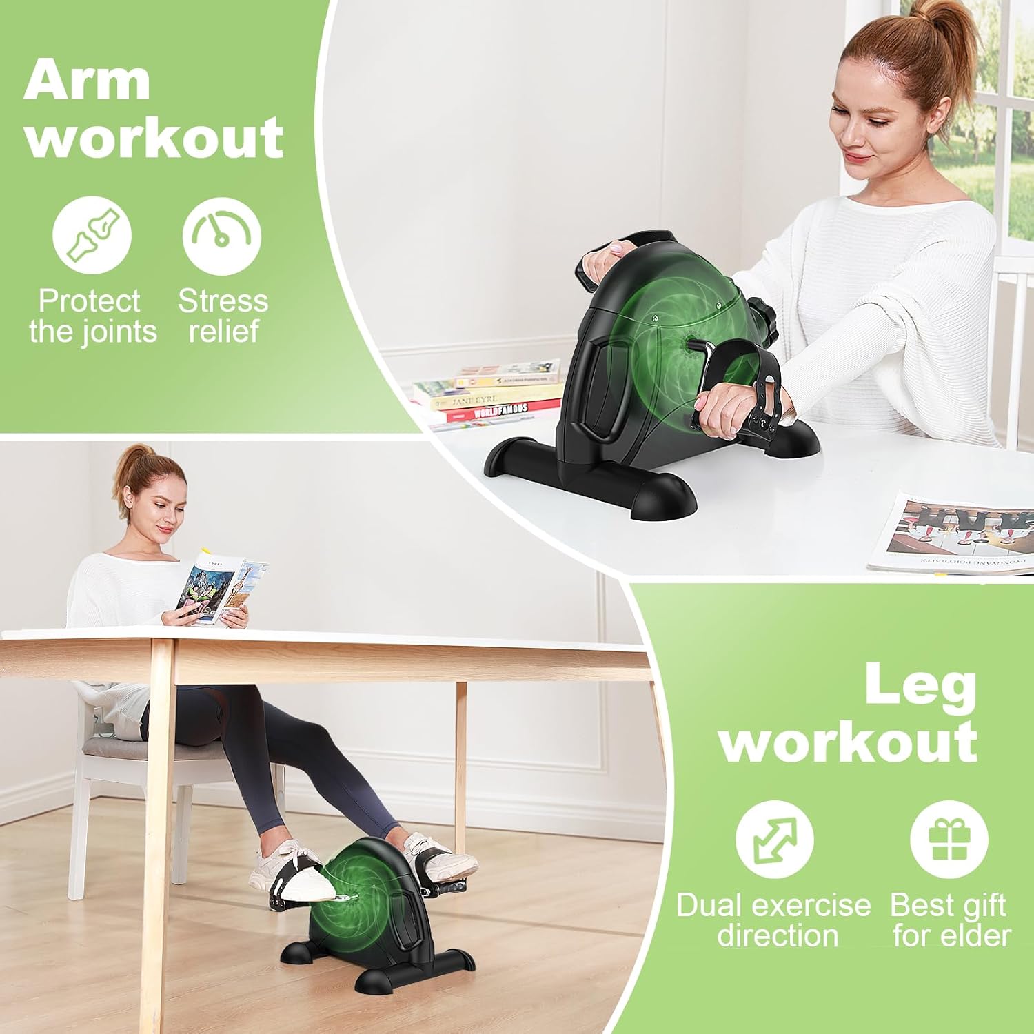 Mini Exercise Bike, Under Desk Bike Pedal Exerciser for Arm/Leg Exercise, Adjustable Resistance with LCD Screen Display for Home/Office Workout - Image 5