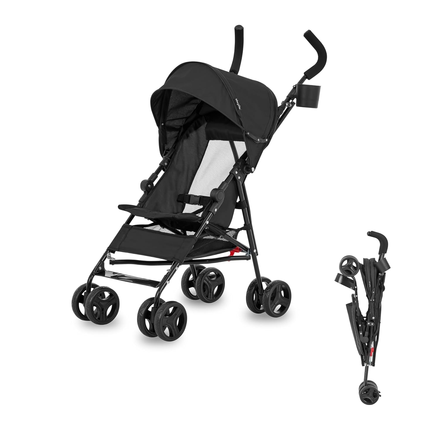 Dream On Me Rover Convenience Baby Stroller in Black, Lightweight & Compact Umbrella Stroller, Easy one-Hand fold Travel Stroller, Lockable Rear Wheels, Removable & Adjustable Canopy - Image 2