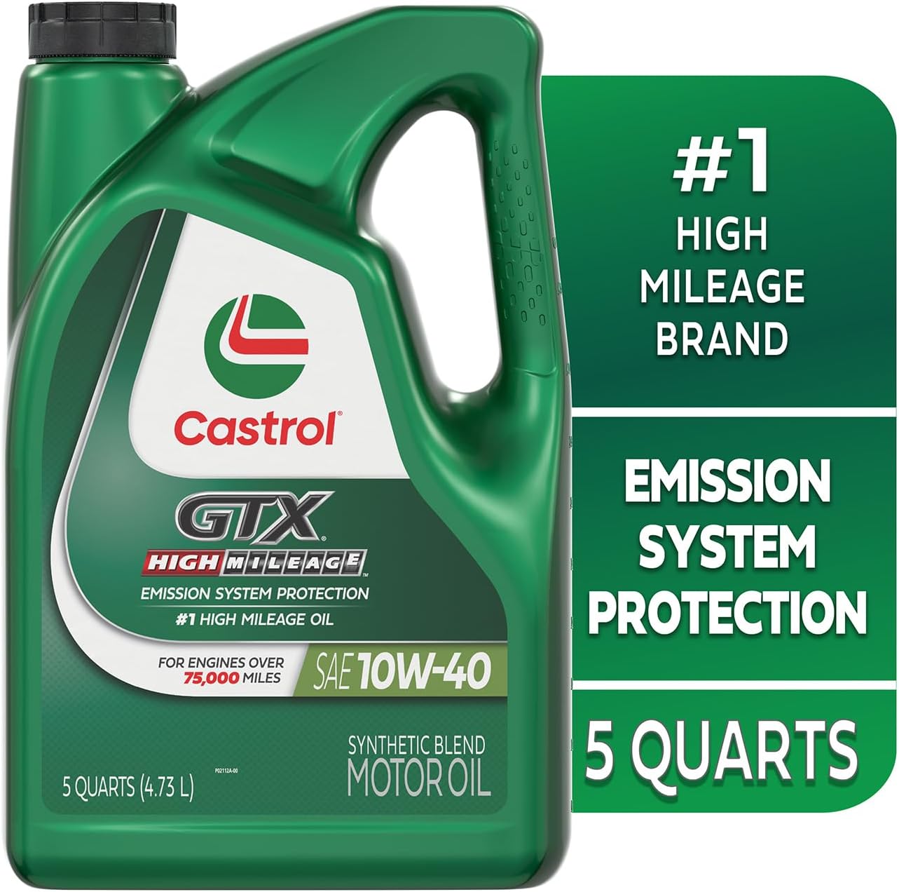 Castrol GTX High Mileage 10W-40 Synthetic Blend Motor Oil, 5 Quarts - Image 3