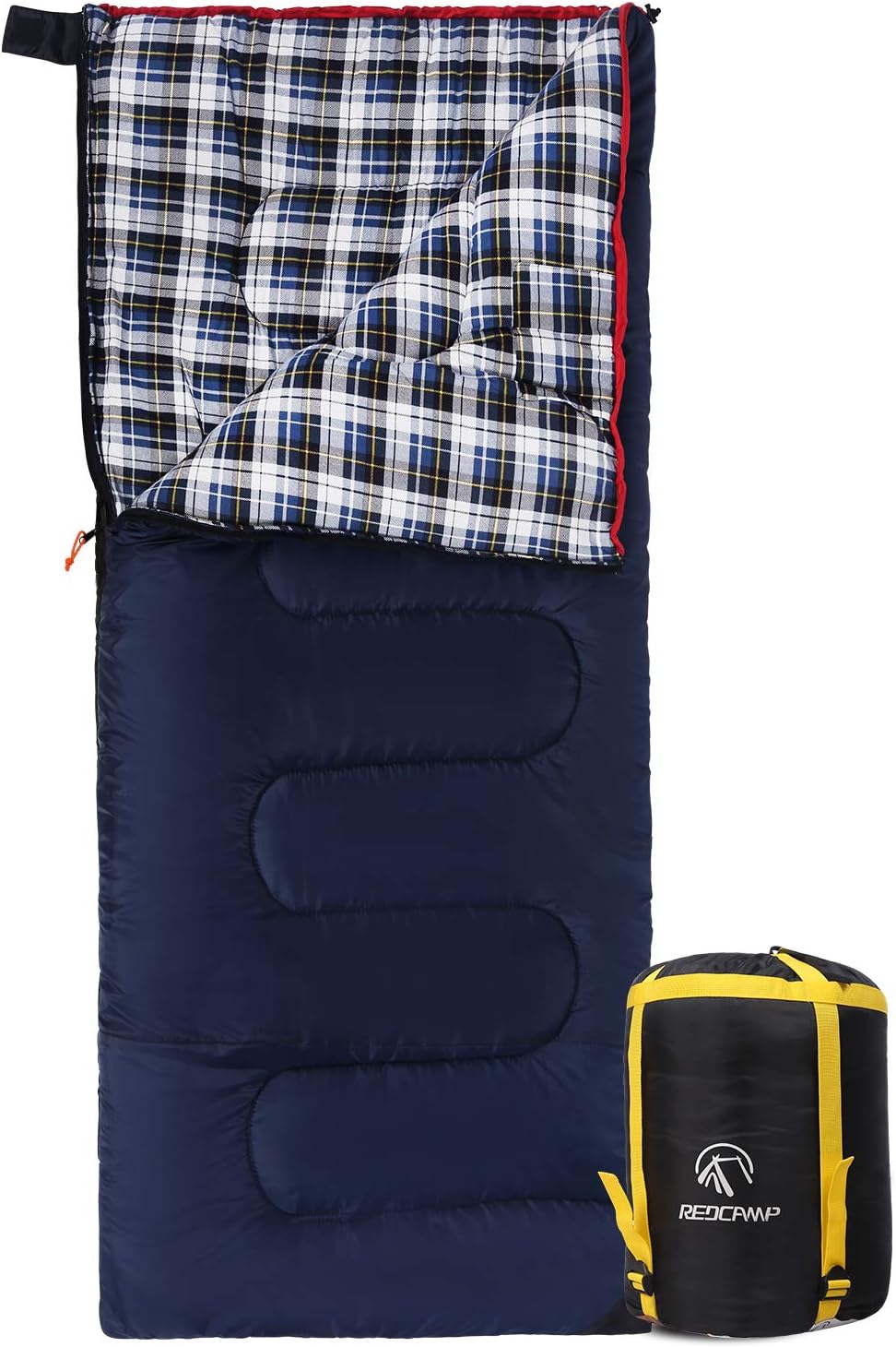 REDCAMP Cotton Flannel Sleeping Bag for Camping Backpacking, Adults Cold Weather Envelope Sleeping Bags with 2/3/4lbs Filling - Image 2