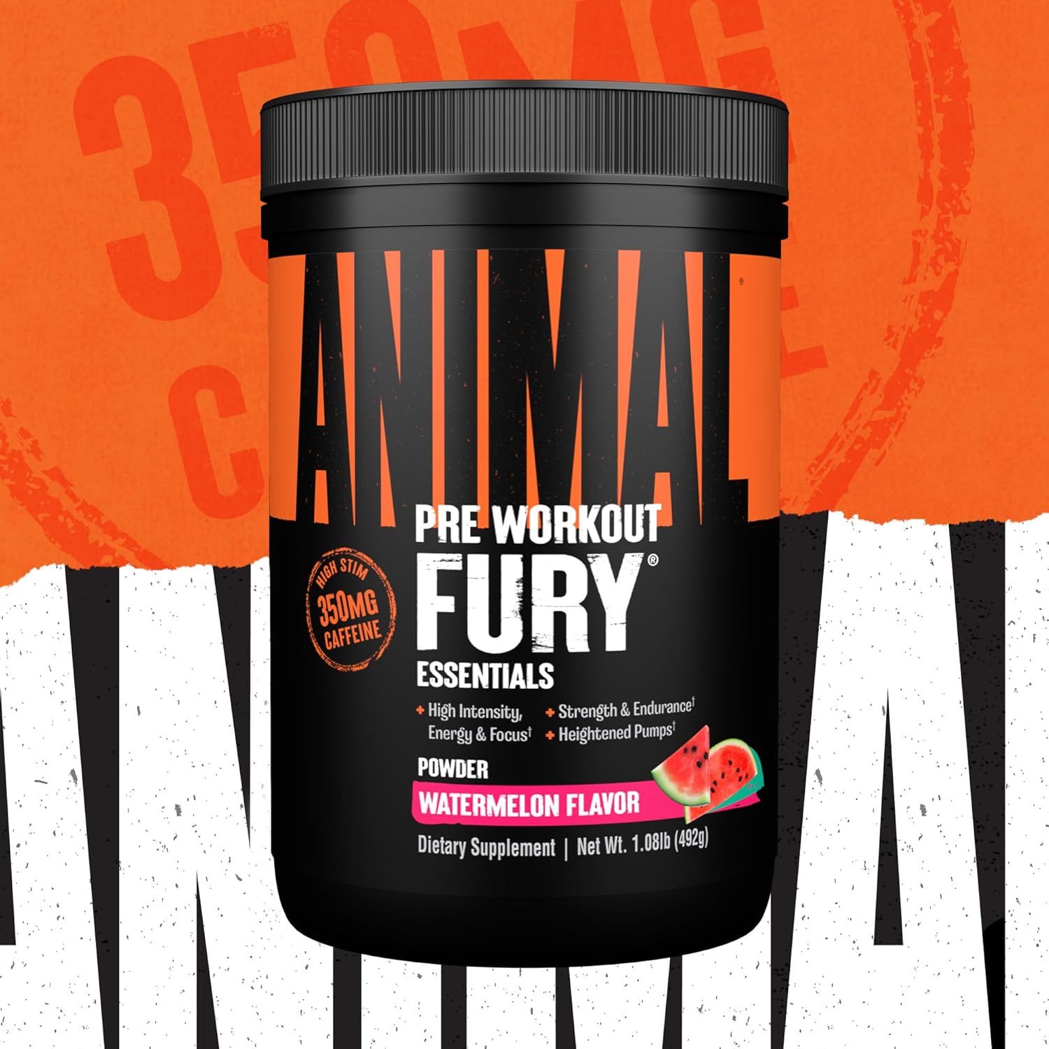 Animal Fury Pre Workout Powder - Energy and Focus Supplement with 5g BCAA, 350mg Caffeine Nitric Oxide Booster with Beta-Alanine, Preworkout for Men and Women, Watermelon Flavor, 30 Servings - Image 6