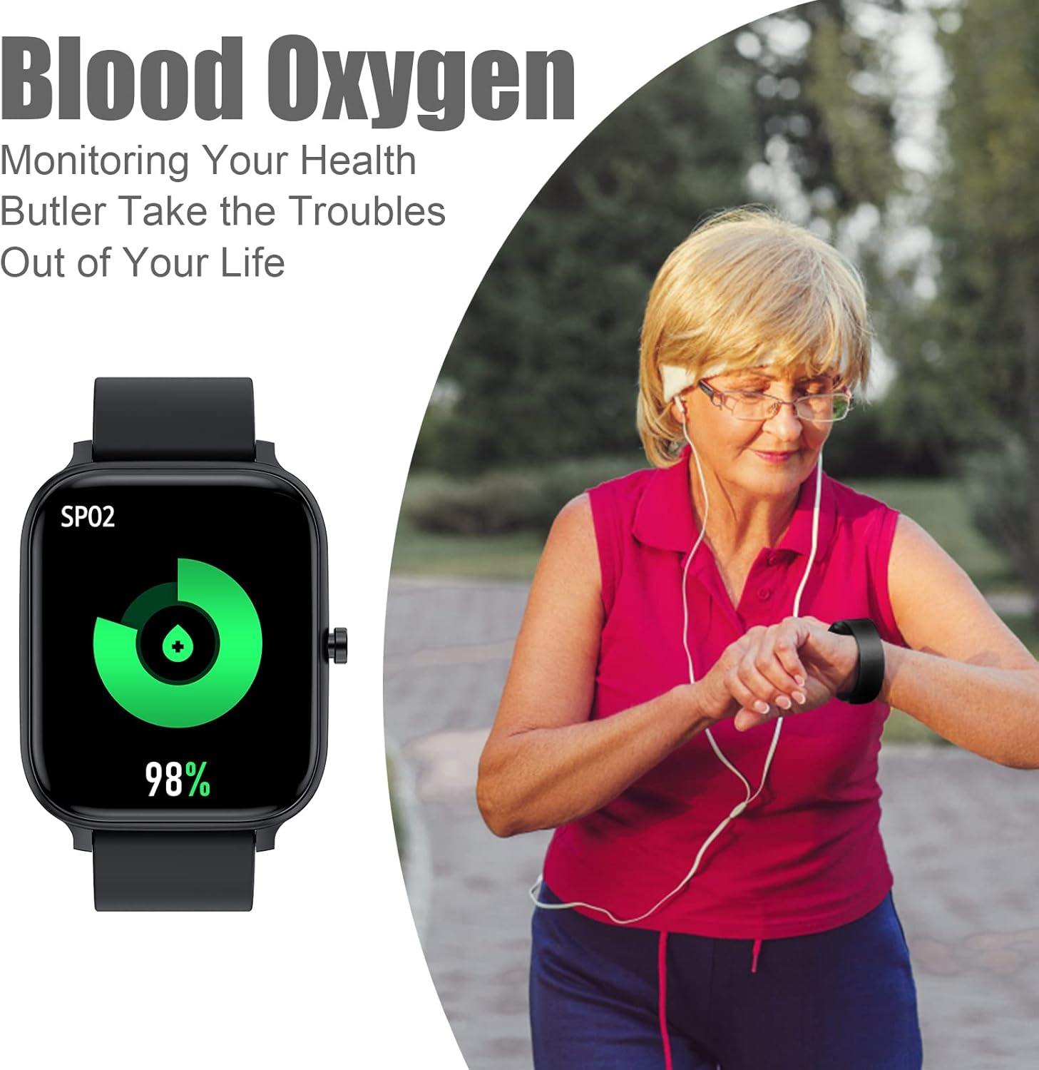 Smart Watch for Men Women Compatible with iPhone Samsung Android Phone 1.83 inch Full Touch Screen IP68 Waterproof Bluetooh Fitness Tracker Heart Rate/Sleep Monitor, Black - Image 5