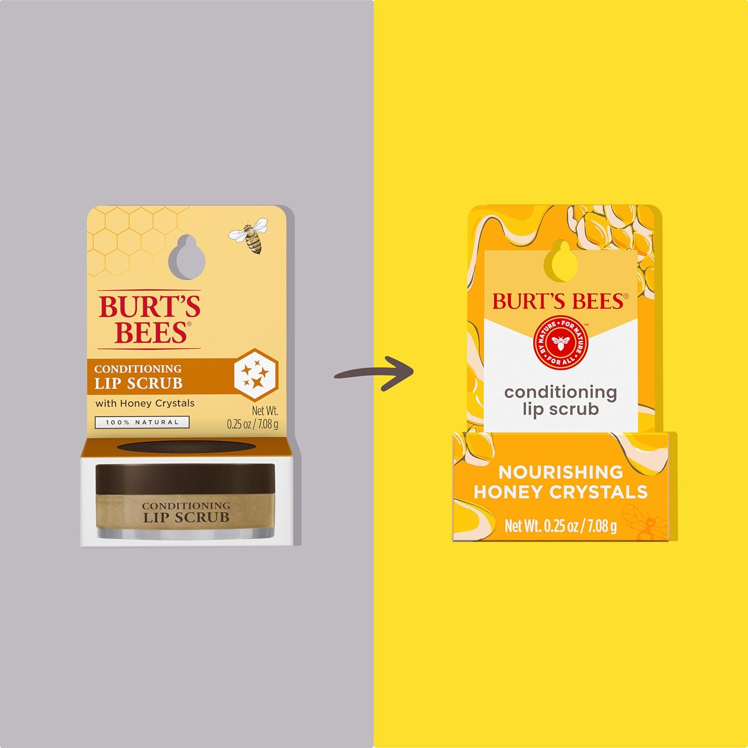 Burt's Bees Conditioning Honey Lip Scrub, Exfoliates & Conditions Dry Lips, with Honey Crystals, Use with Overnight Intense Lip Treatment, Natural Origin Lip Care, 0.25 oz. - Image 3