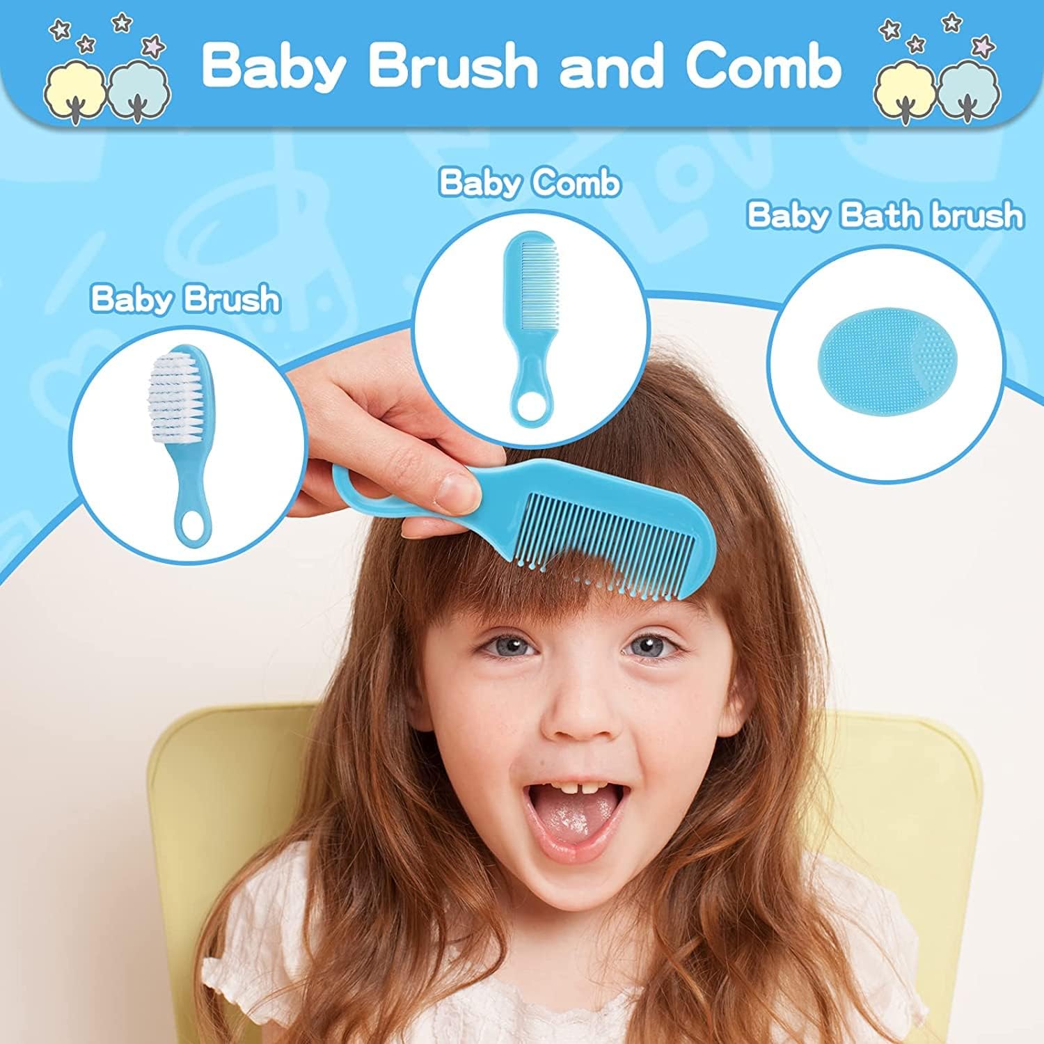 Baby Healthcare and Grooming Kit, 14 in 1 Baby Safety Set Newborn Nursery Health Care Set with Hair Brush Scale Nail Clippers for Baby Girls Boys (Blue 14 in 1) - Image 4