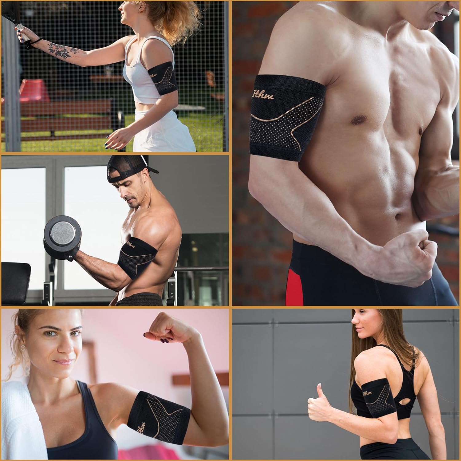 Copper Bicep Tendonitis Brace, Bicep Compression Sleeve for Pain Relief, Upper Arm Brace for Men and Women Muscle Strains Tear Injury (Copper, Large) - Image 7