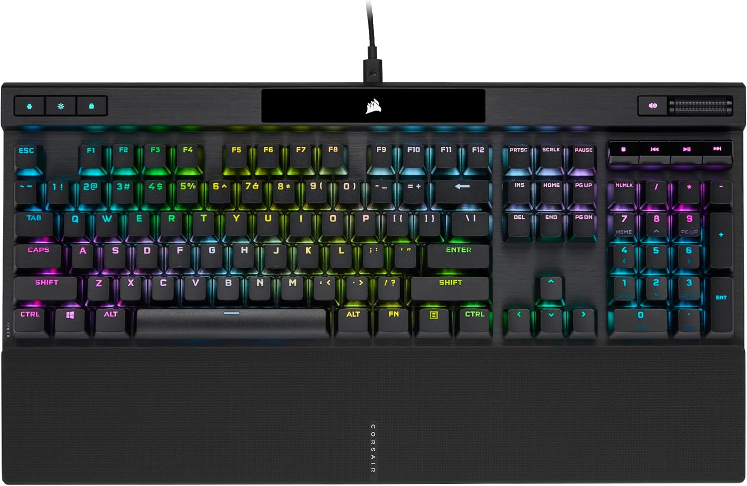 Corsair K70 RGB PRO Wired Mechanical Gaming Keyboard (Cherry MX RGB Red Switches: Linear and Fast, 8,000Hz Hyper-Polling, PBT Double-Shot PRO Keycaps, Soft-Touch Palm Rest) QWERTY, NA - Black - Image 2