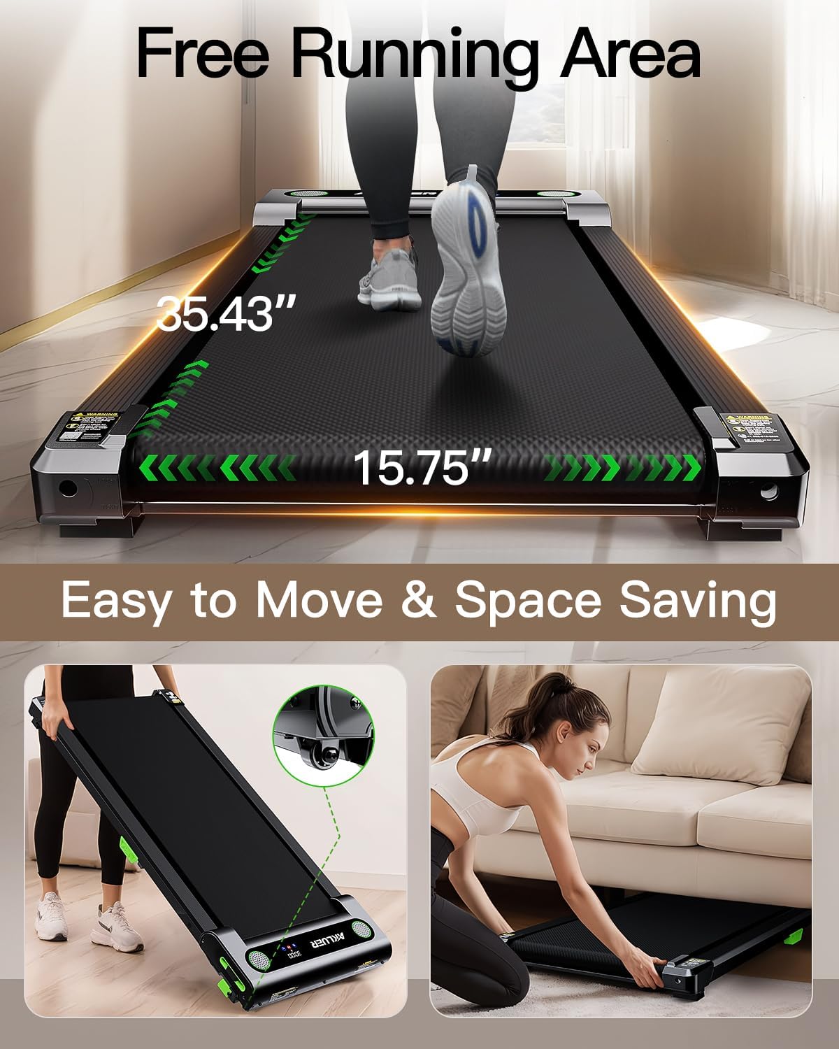 Walking Pad with Incline, Akluer Incline Treadmills for Home, 2.5 HP Under Desk Treadmill Small with Remote Control, Walking Pad Small Treadmill with LED Display - Image 7