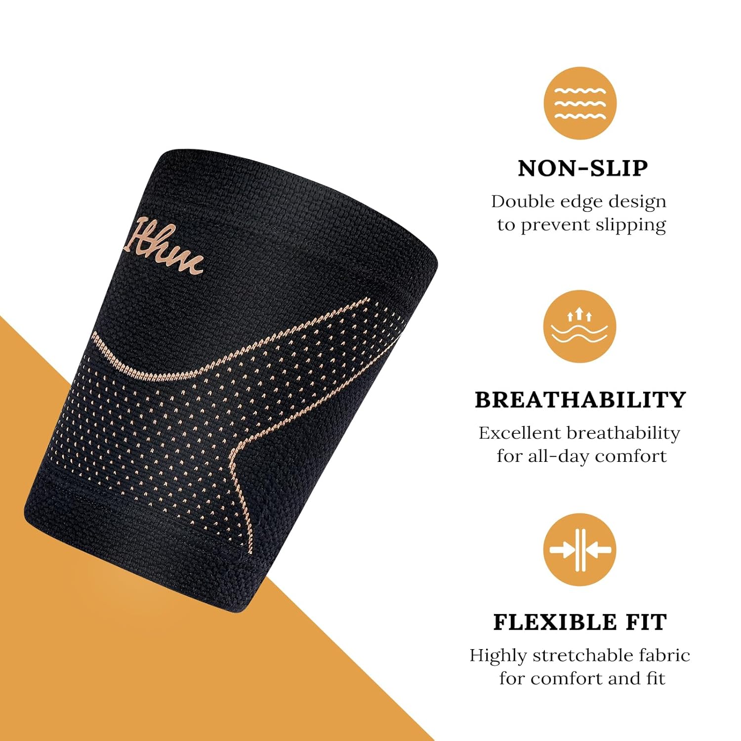 Copper Bicep Tendonitis Brace, Bicep Compression Sleeve for Pain Relief, Upper Arm Brace for Men and Women Muscle Strains Tear Injury (Copper, Large) - Image 5