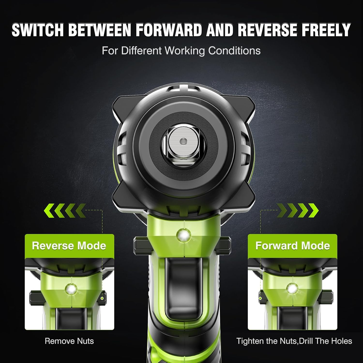 Cordless Impact Wrench, 406Ft-lbs (550N.m) Brushless 1/2 inch, 2800RPM High Torque Impact Gun, 2x 4.0Ah Battery, Charger, 4 Sockets, Electric Impact Wrench for Car Home - Image 9