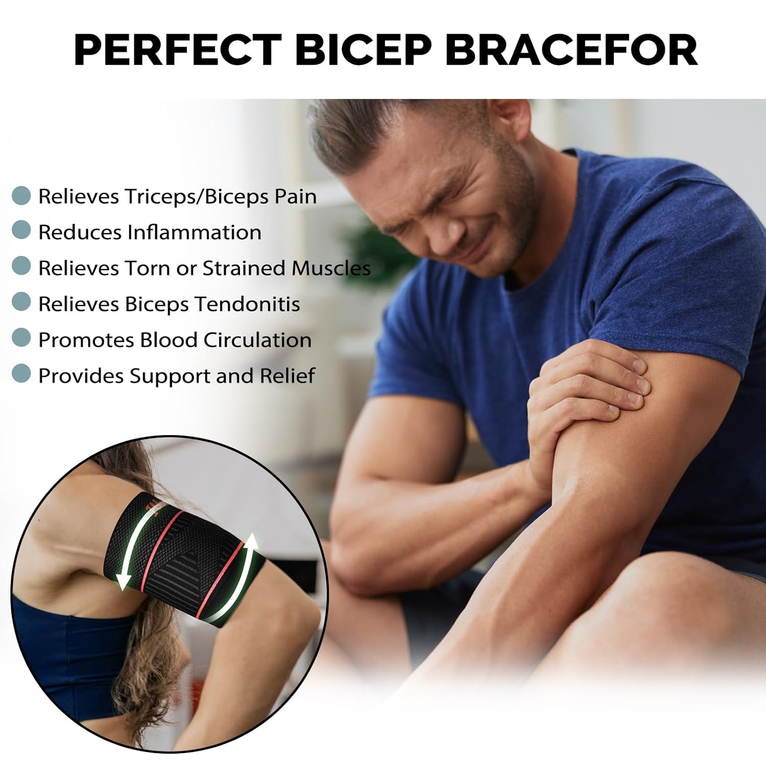 Bicep Tendonitis Brace for Pain Relief, Bicep Tendonitis Sleeve for Muscle Strains Recovery, Bicep Compression Sleeve for Workouts (Large, 1Pair) - Image 3