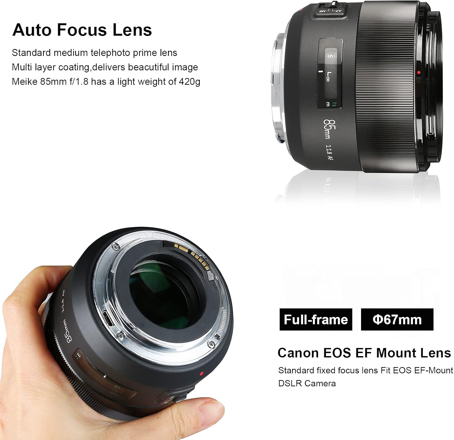 Meike 85mm f1.8 Large Aperture Full Frame Auto Focus Telephoto Lens for Canon EOS EF Mount Digital SLR Camera Compatible with APS C Bodies Such as 1D 5D3 5D4 6D 7D 70D 550D 80D - Image 4