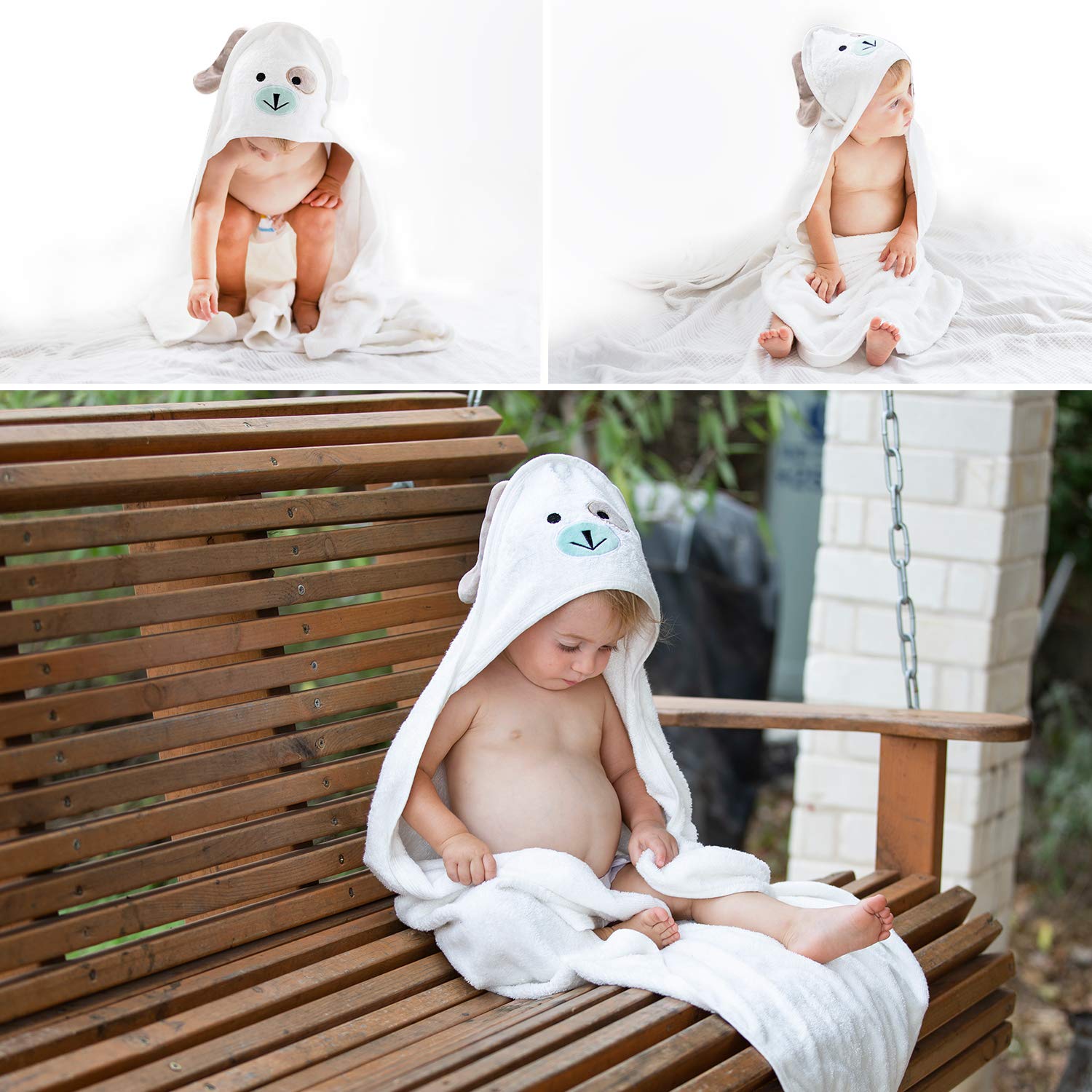 Premium Baby Towels with Hood - Ultra Soft, Absorbent Viscose Made of Bamboo, Extra Large 35 x 35 Inches, for Boys and Girls, Newborn Shower Gift, White - Image 9
