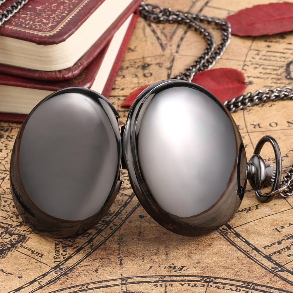 LYMFHCH Classic Smooth Vintage Quartz Pocket Watch, Arabic Numerals Scale Mens Womens Watch with Chain Christmas Graduation Birthday Gifts Fathers Day - Image 8