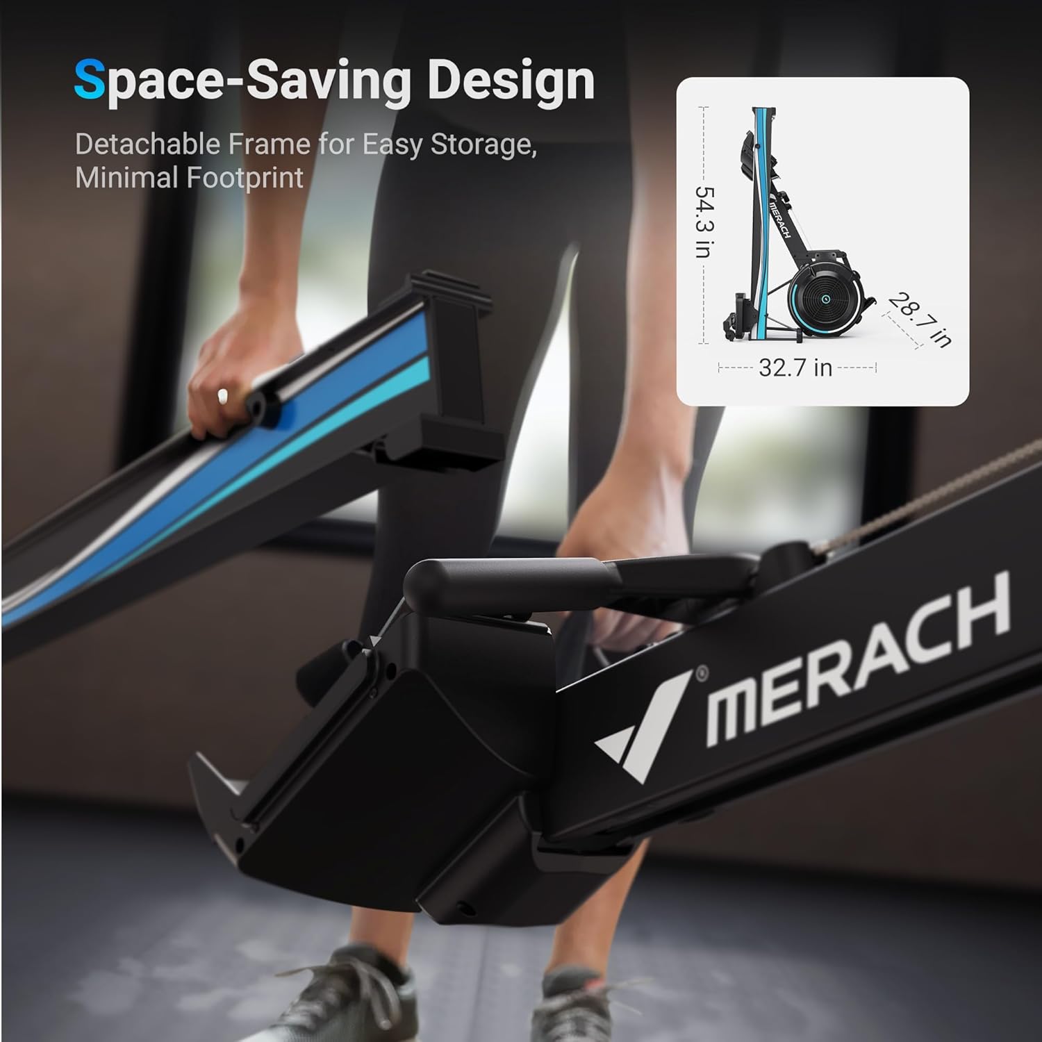 MERACH Rowing Machines for Home, Adjustable Air Resistance Professional Indoor Rowing Machine, Ergonomic Comfort Seat, Performance Monitor and Device Holder, Easy Storage - Image 9
