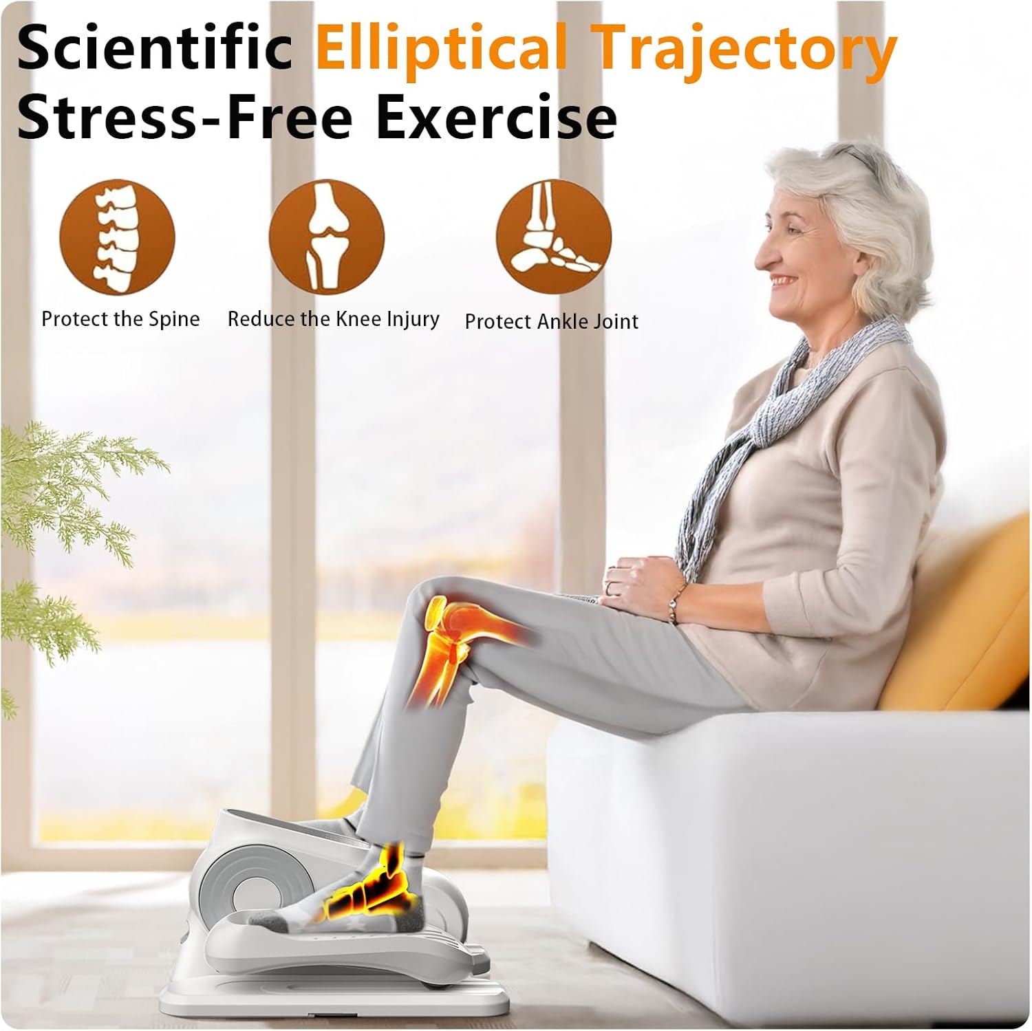 Under Desk Elliptical Exercise Machine, Ellipse Leg Exerciser As Seen On TV with 12 Speed, Electric Foot Leg Exerciser While Sitting for Seniors, Portable Seated Pedal Exerciser with Remote/LCD - Image 3