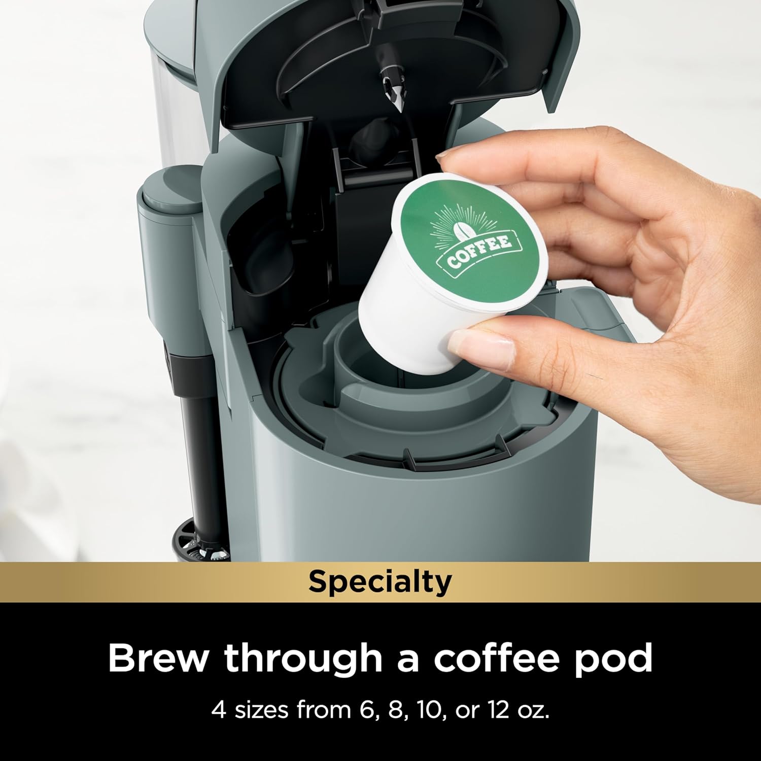 Ninja Pods & Grounds Specialty Single-Serve Coffee Maker, K-Cup Pod Compatible, Built-In Milk Frother, 6-oz. Cup to 24-oz. Travel Mug Sizes, Iced Coffee Maker, 1550 watts, Sage Green, PB051SG - Image 4