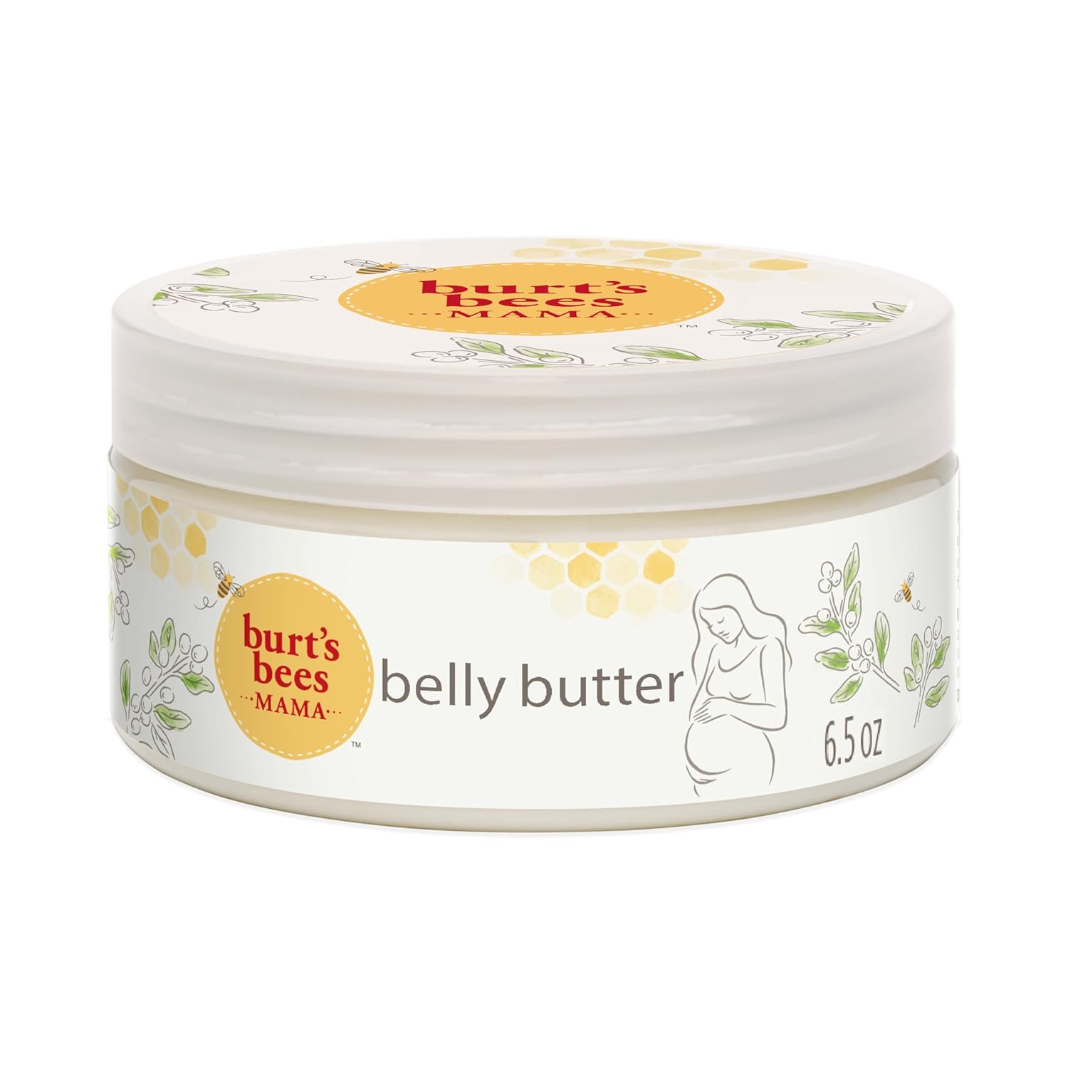 Burt's Bees Mama Belly Butter, Stretch Mark Cream for Pregnancy Massages Body & Reduces Scar Appearance, Prenatal & Postnatal Tummy Skin Care, Shea Butter & Vitamin E Rich Formula, 6.5 Oz Tub - Image 2