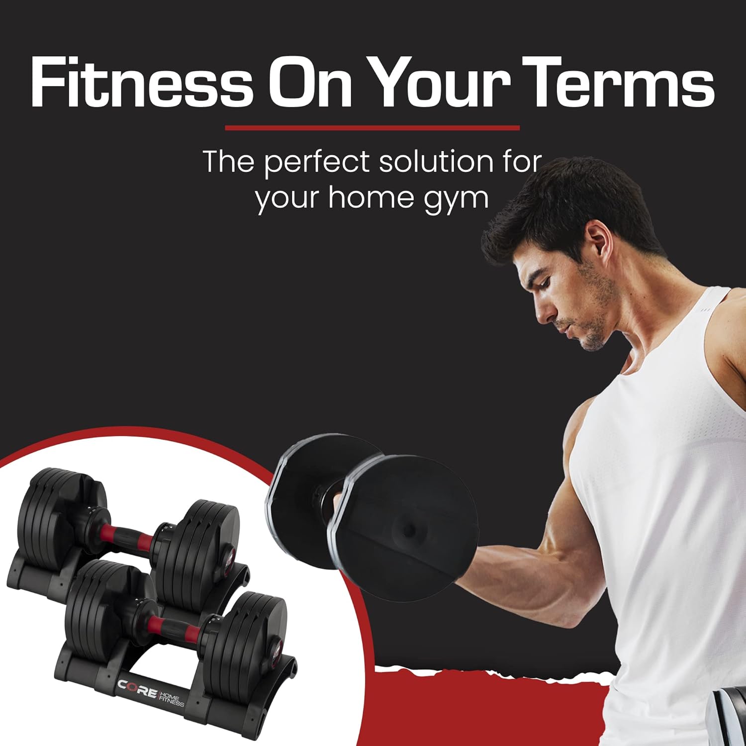 Core Fitness® Adjustable Dumbbell Weight Set by Affordable Dumbbells - Space Saver - Dumbbells for Your Home - Image 8