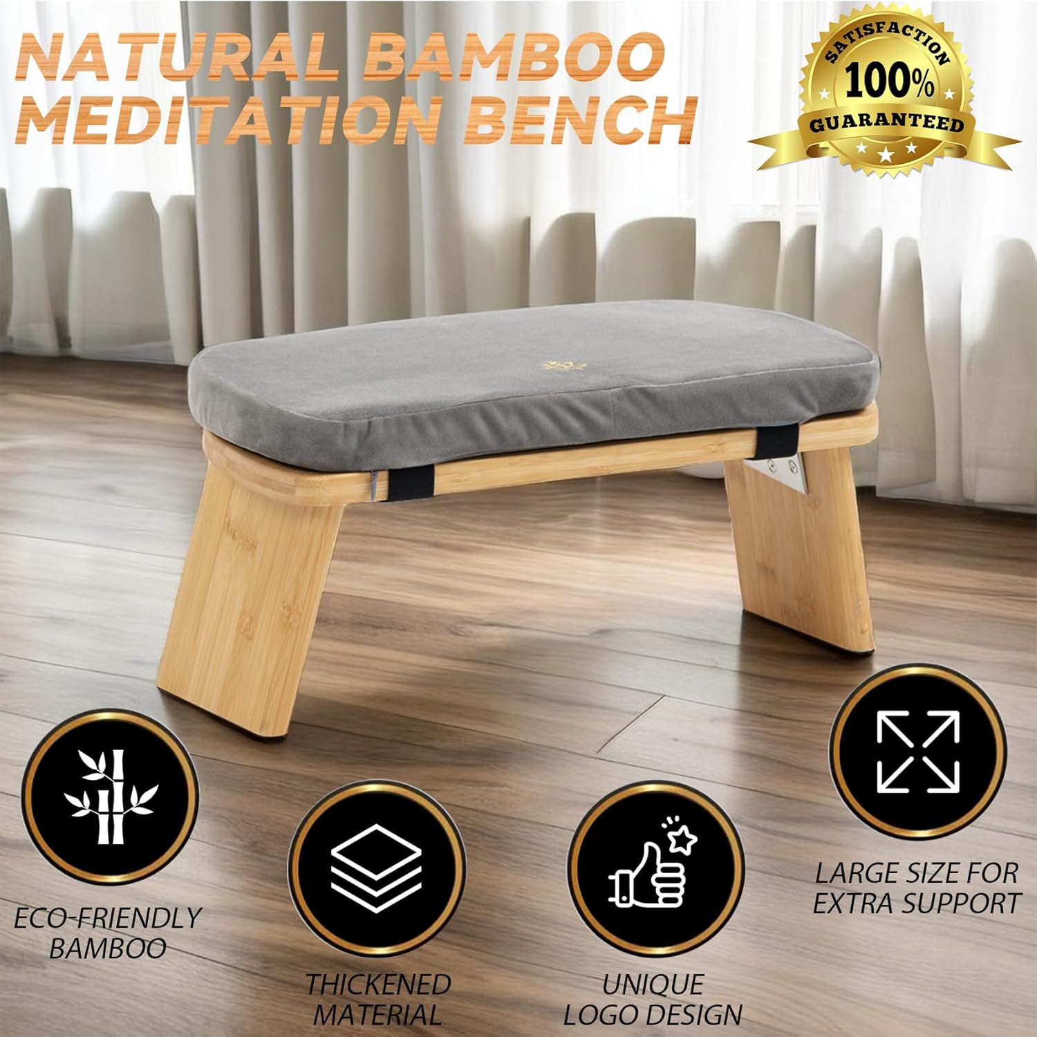 Meditation Bench, Bamboo Meditation Stool, Folding Kneeling Meditation Bench, Seiza Prayer Bench, Prayer Bench with Meditation Cushion, Kneeling Stool - Image 7