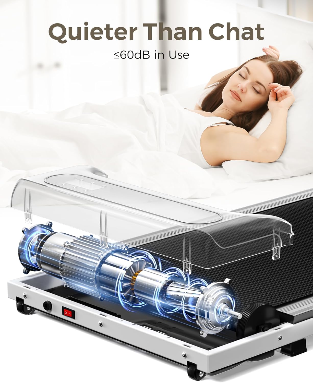 Under Desk Treadmill, Walking Pad for Home and Office, 2.5 HP Portable Walking Jogging Running Machine with Remote Control and LED Display - Image 5