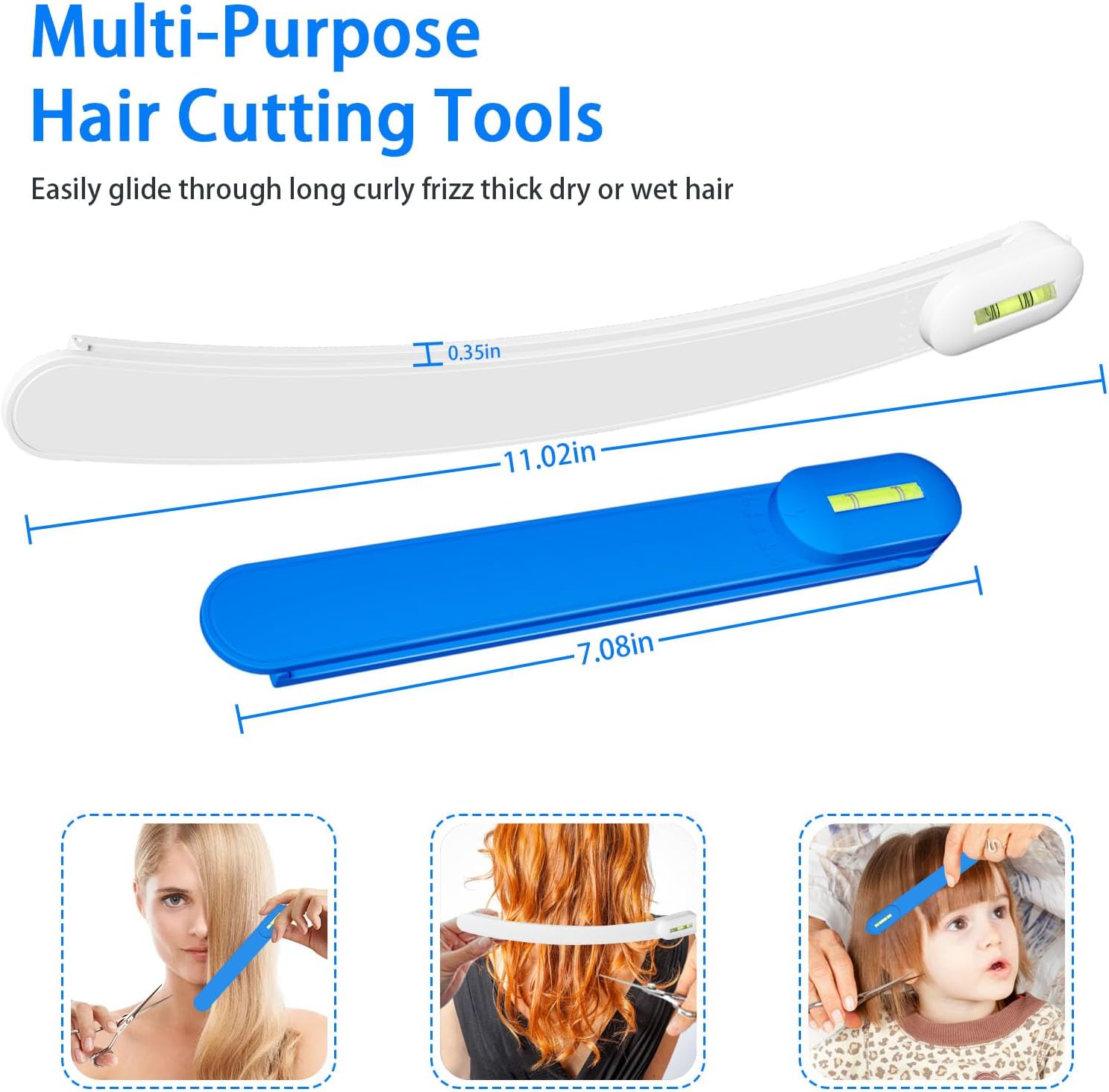 Professional Hair Styling Tools: DIY Layering and Trimming Kit with Clips, Guide for Bangs, Layers, Split Ends - Blue - Image 5