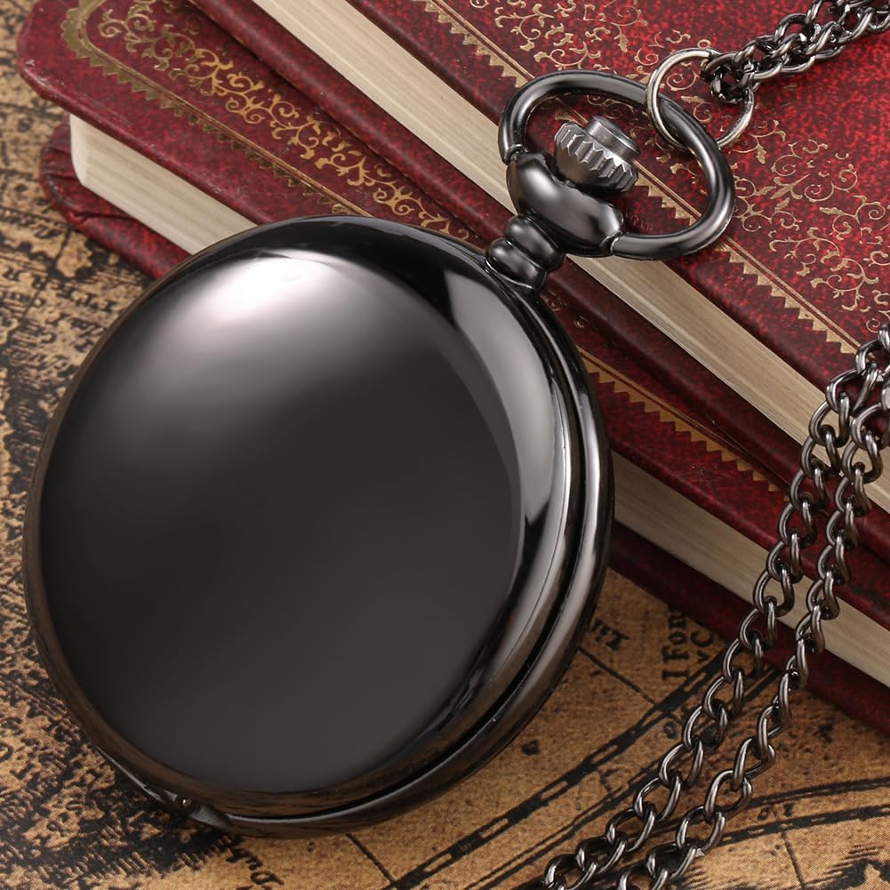 LYMFHCH Classic Smooth Vintage Quartz Pocket Watch, Arabic Numerals Scale Mens Womens Watch with Chain Christmas Graduation Birthday Gifts Fathers Day - Image 3