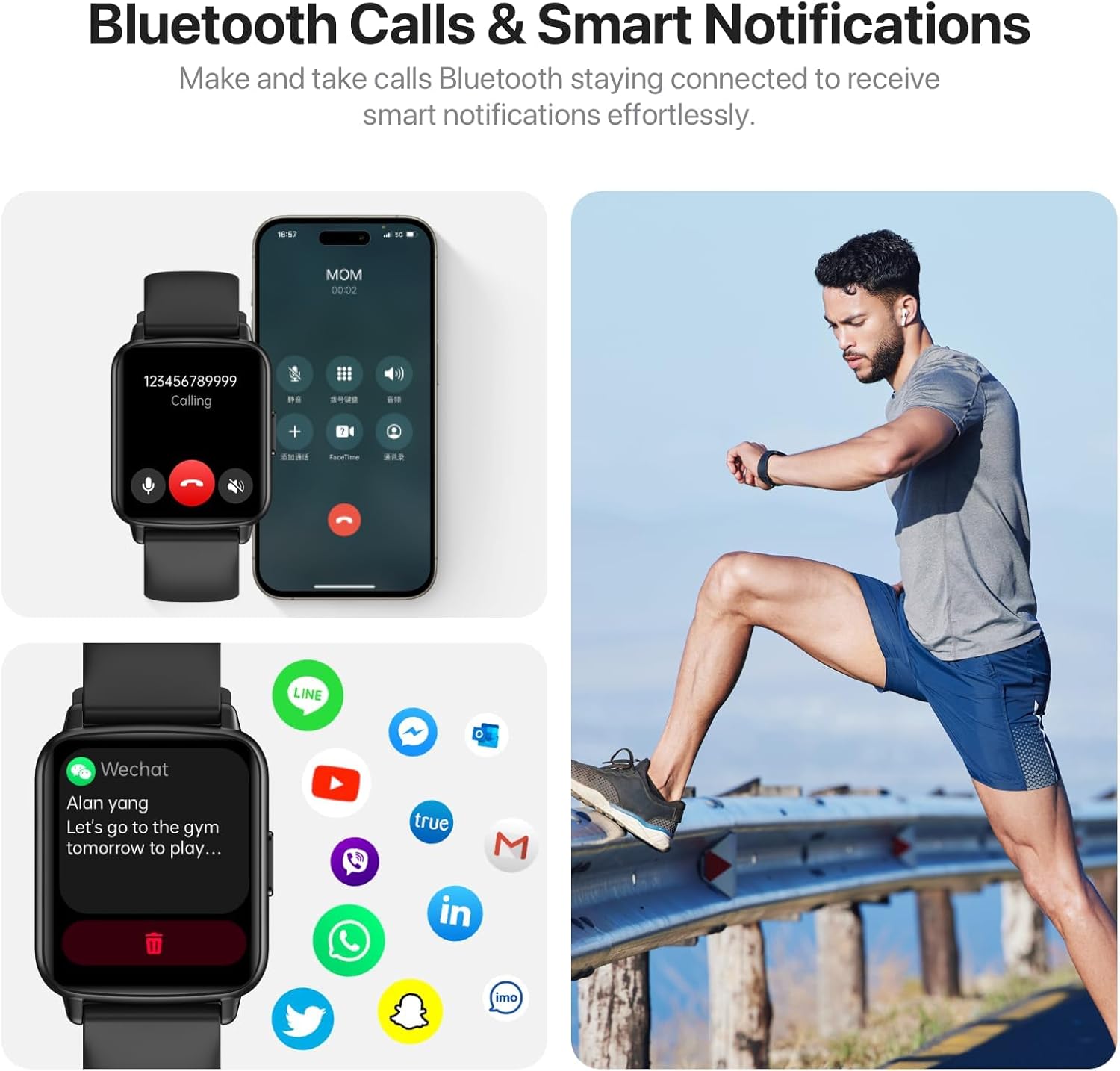 Smart Watch, 1.83" HD Smartwatch for Men Women (Answer/Make Calls), Fitness Watch with 100+ Sport Modes, IP68 Waterproof/Heart Rate/Sleep Monitor, Activity Trackers for iOS/Android (Black) - Image 4