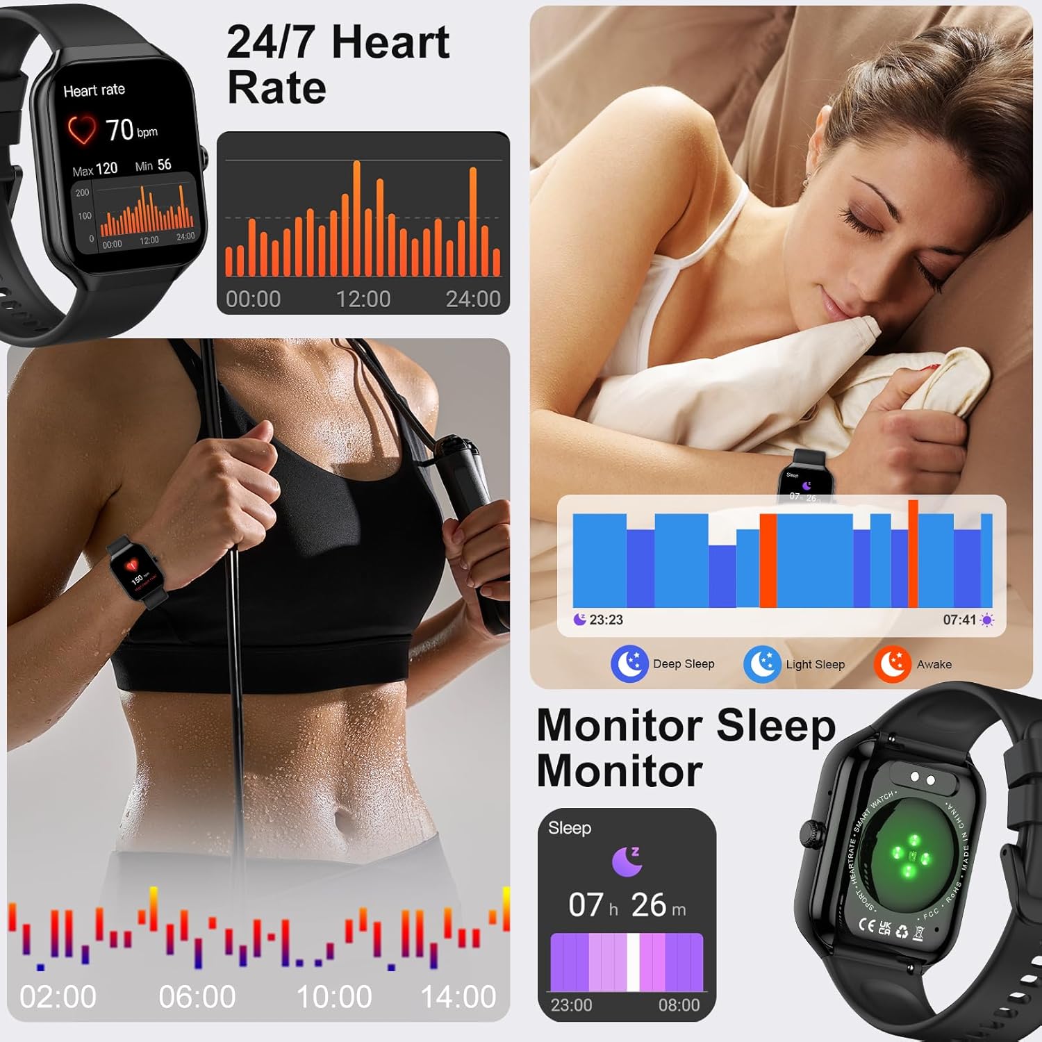 Smart Watch for Men Women, 1.96"HD Smartwatch (Answer/Make Call) with Heart Rate/Sleep Monitor/Pedometer/Spo2, 2025 New Fitness Watch 113+ Sport Modes, IP68 Waterproof Activity Tracker for Android iOS - Image 7