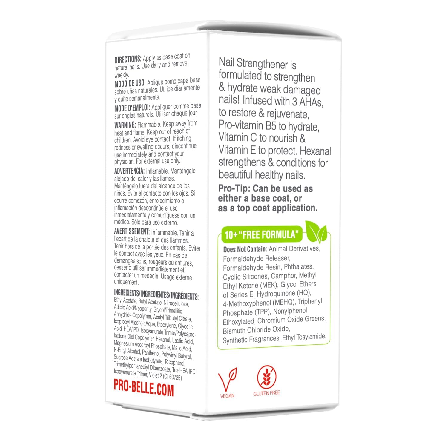 Probelle Nail Strengthener and growth, Natural Nail Strengthening Clear Nail Polish Repair Treatment, Nail Growth & Conditioning, Stops Splits, Chips, Cracks & Strengthens Damaged and Thin Nails - Image 3