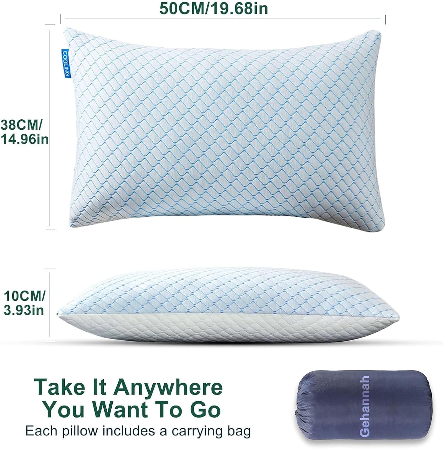 Gehannah Travel Pillow - Large 1 Pack Compressible Camping Pillow for Sleeping - Shredded Memory Foam with 2 Storage Bags - Supportive for Adults, Kids, Outdoor, Backpacking, Hiking Gear - Image 4