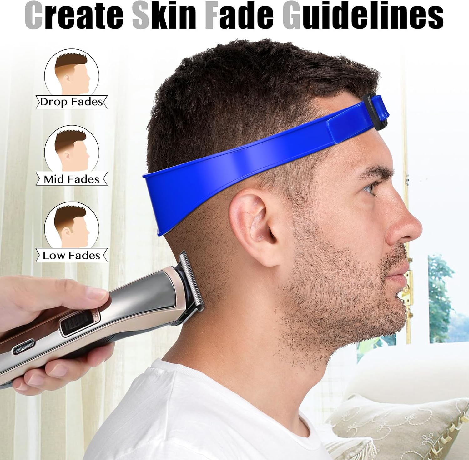 Neckline Shaving Template and Adjustable Hair Trimming Guide,DIY Self Haircutting System, Shaving and Keeping a Clean and Straight Neck Hairline,Easy Use Tool Soft Portable(Blue) - Image 4