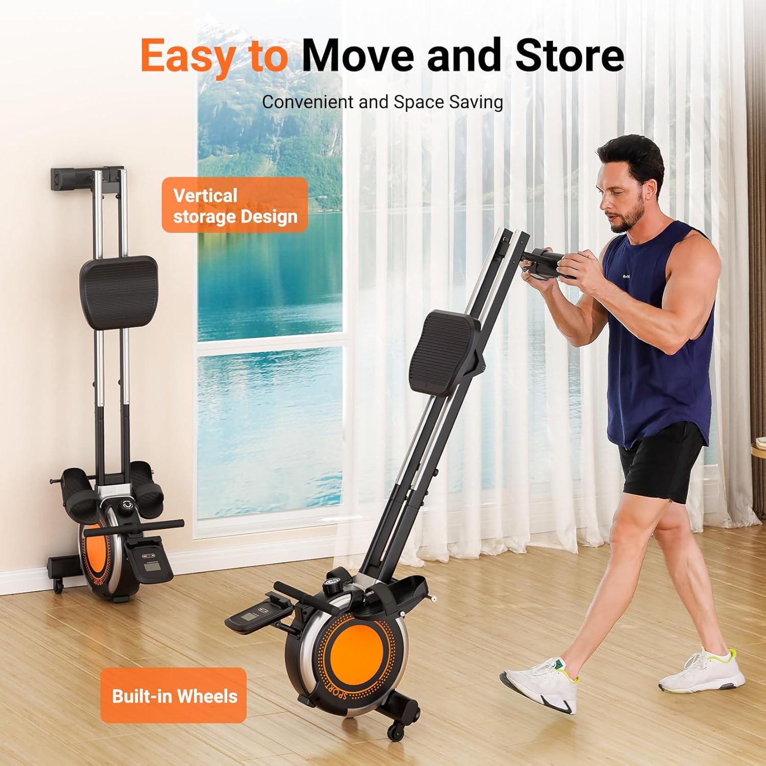 Dripex Rowing Machines for Home Use, Rowing Machine Max 350 LBS, Magnetic Rower with 16 Levels of Workout Resistance, Dual Slide Rail, Bluetooth App Supported, LCD Monitor,Row Machine for Gym Exercise - Image 8