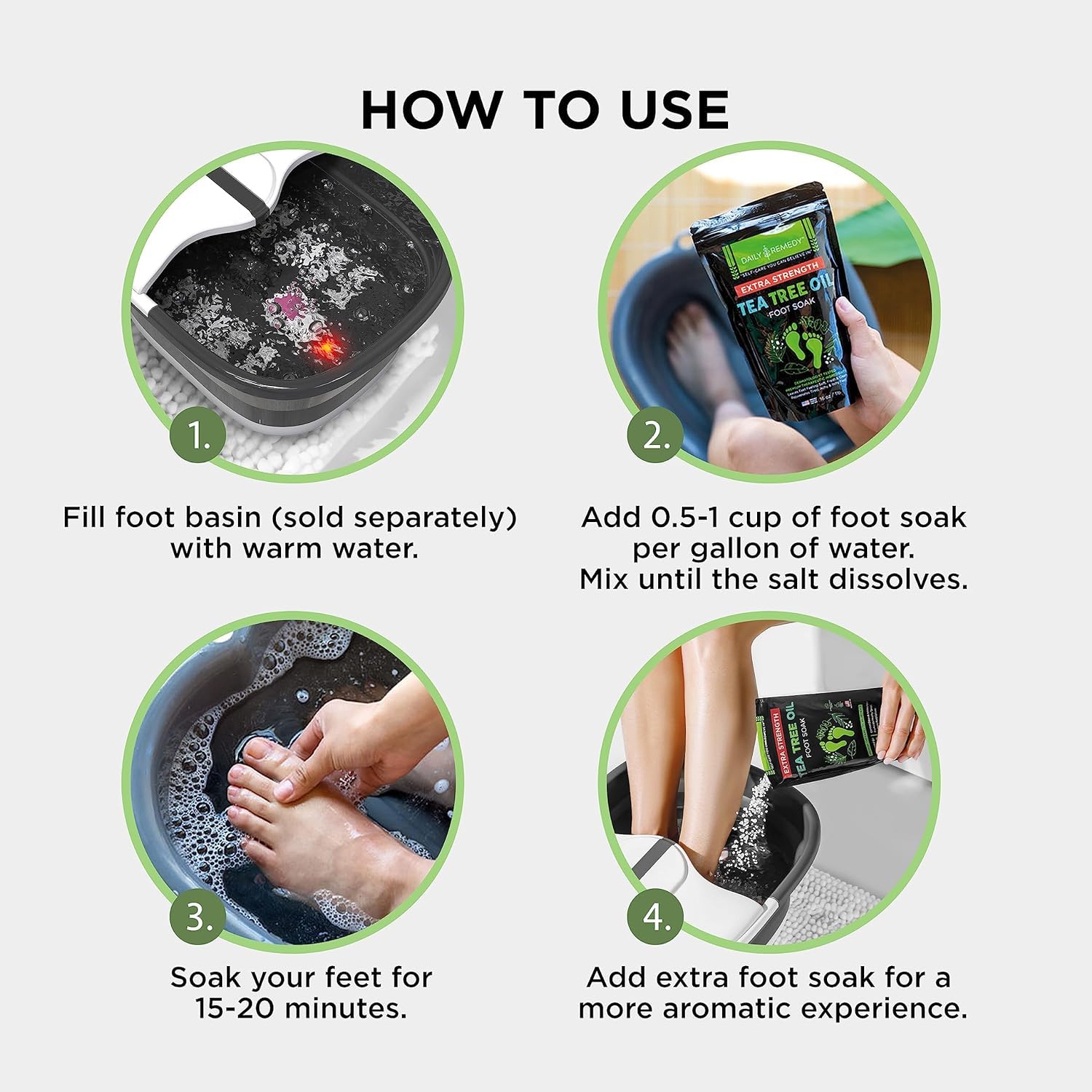 Tea Tree Oil Foot Soak with Epsom Salt - Made in USA - for Toenail Athletes Foot, Stubborn Foot Odor Scent, Softens Calluses & Soothes Sore Tired Feet - 16 Ounces - Image 4