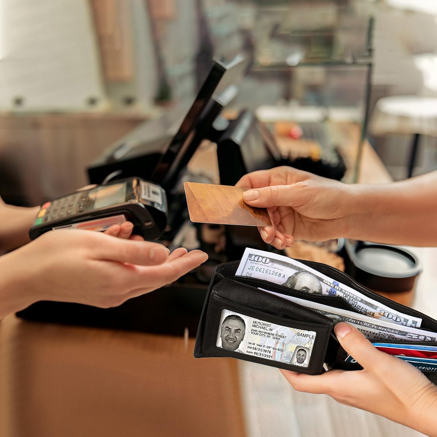 Leather Wallets for Men, Genuine Leather Mens Wallets Bifold Rfid Blocking with 2 ID Windows - Image 6