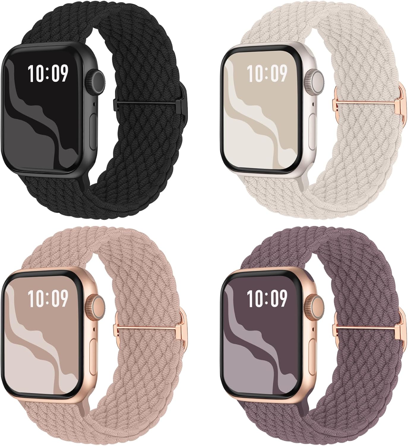Braided Stretchy Solo Loop Compatible for Apple Watch Band 38mm 40mm 41mm 42mm 44mm 45mm 46mm 49mm for Women Men, Nylon Elastic Straps Wristbands for iWatch Series 10 9 8 7 6 SE 5 4 3 2 Ultra Ultra 2 - Image 2