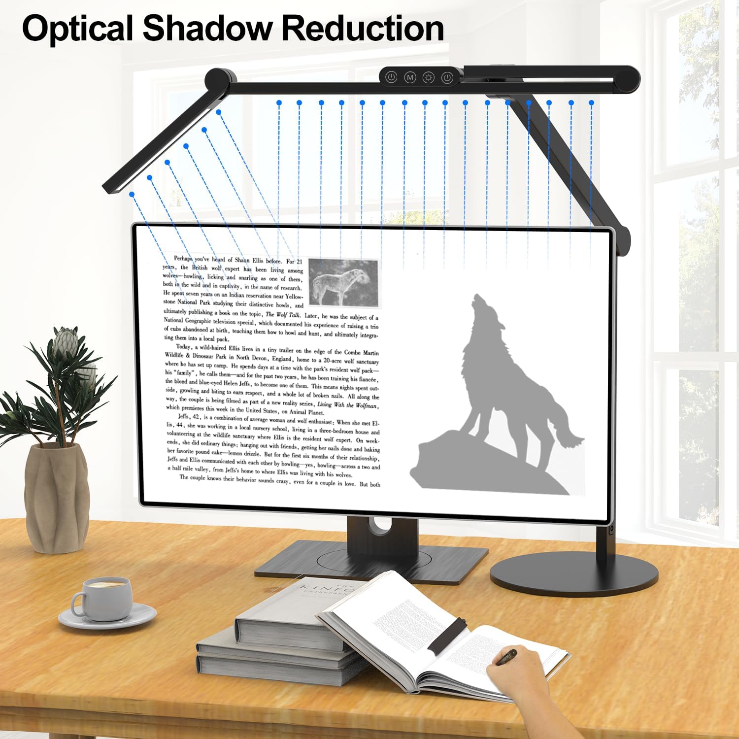 Micomlan Architect Desk Lamp with Atmosphere Lighting, Adjustable Led Desk Light for Home Office with Base, 24W Bright Auto Dimming Table Light with Rotatable Swing Arm for Workbench Computer - Image 6