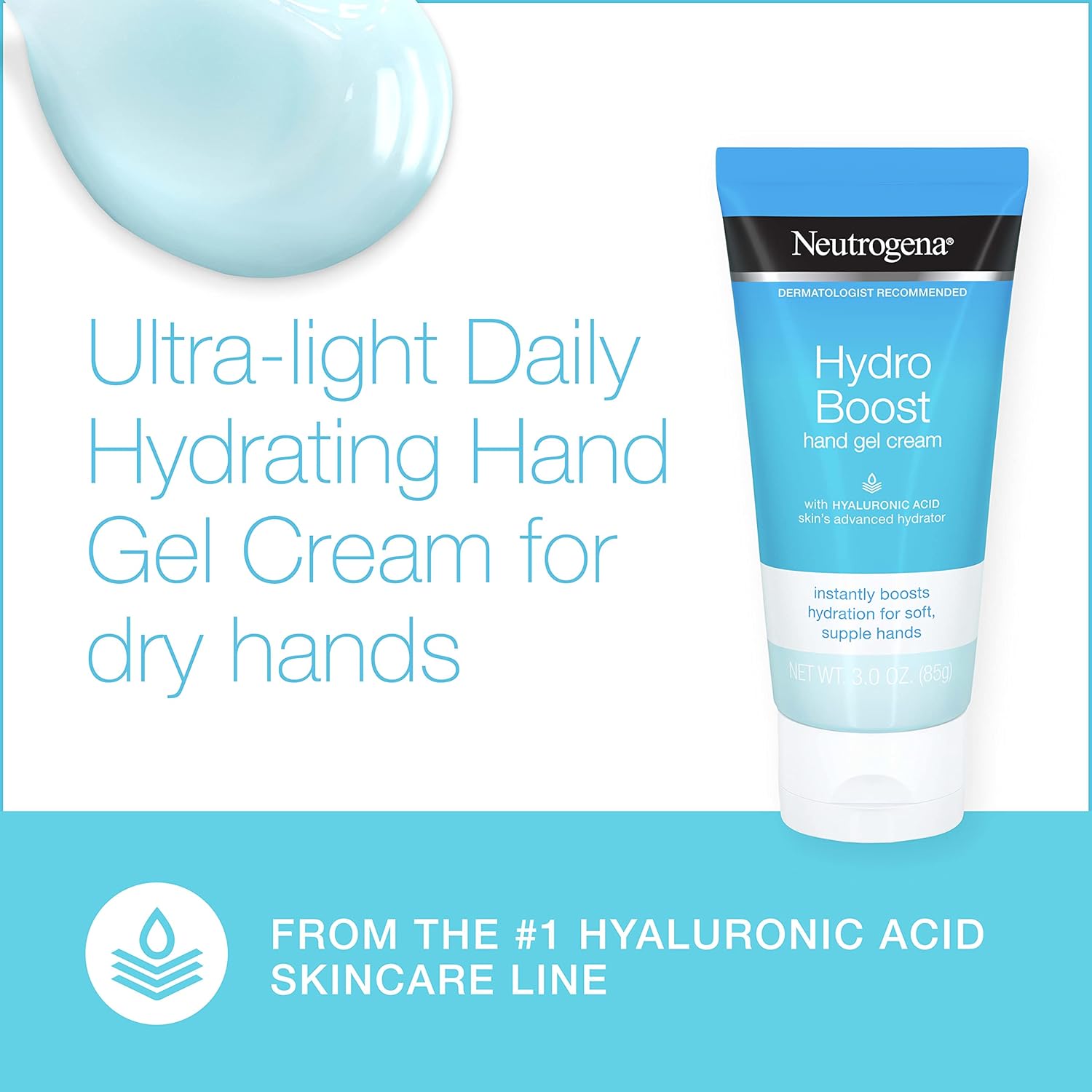 Neutrogena Hydro Boost Hydrating Hand Gel Cream with Hyaluronic Acid for Instantly Quenched, Soft & Supple Hands, Lightweight, Non-Greasy & Quick Absorbing Hand Lotion, Travel Size, 3 Oz - Image 3
