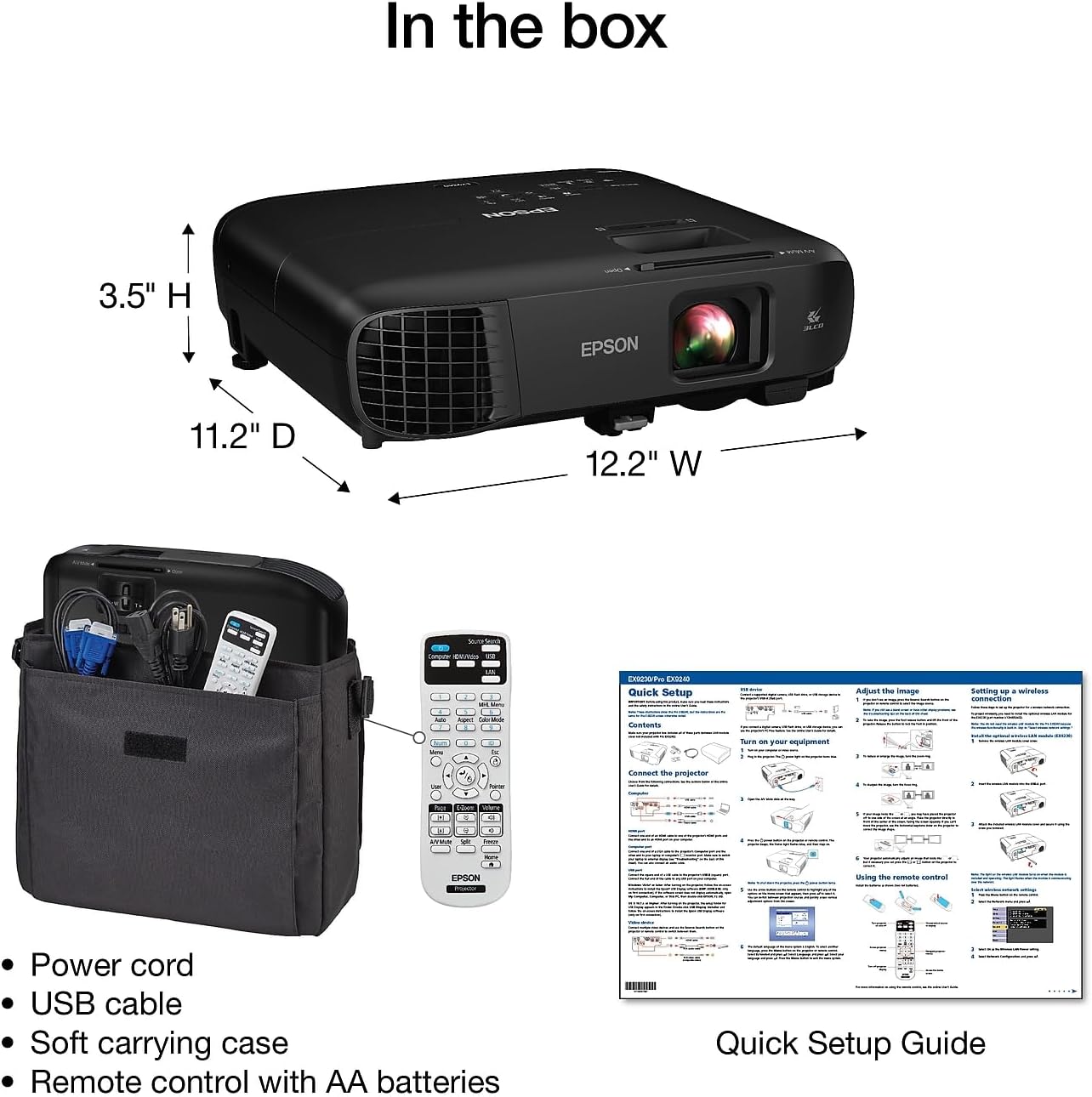 Epson Pro EX9240 3-Chip 3LCD Full HD 1080p Wireless Projector, 4,000 Lumens Color Brightness, 4,000 Lumens White Brightness, Miracast, 2 HDMI Ports, Built-in Speaker, 16,000:1 Contrast Ratio - Image 5