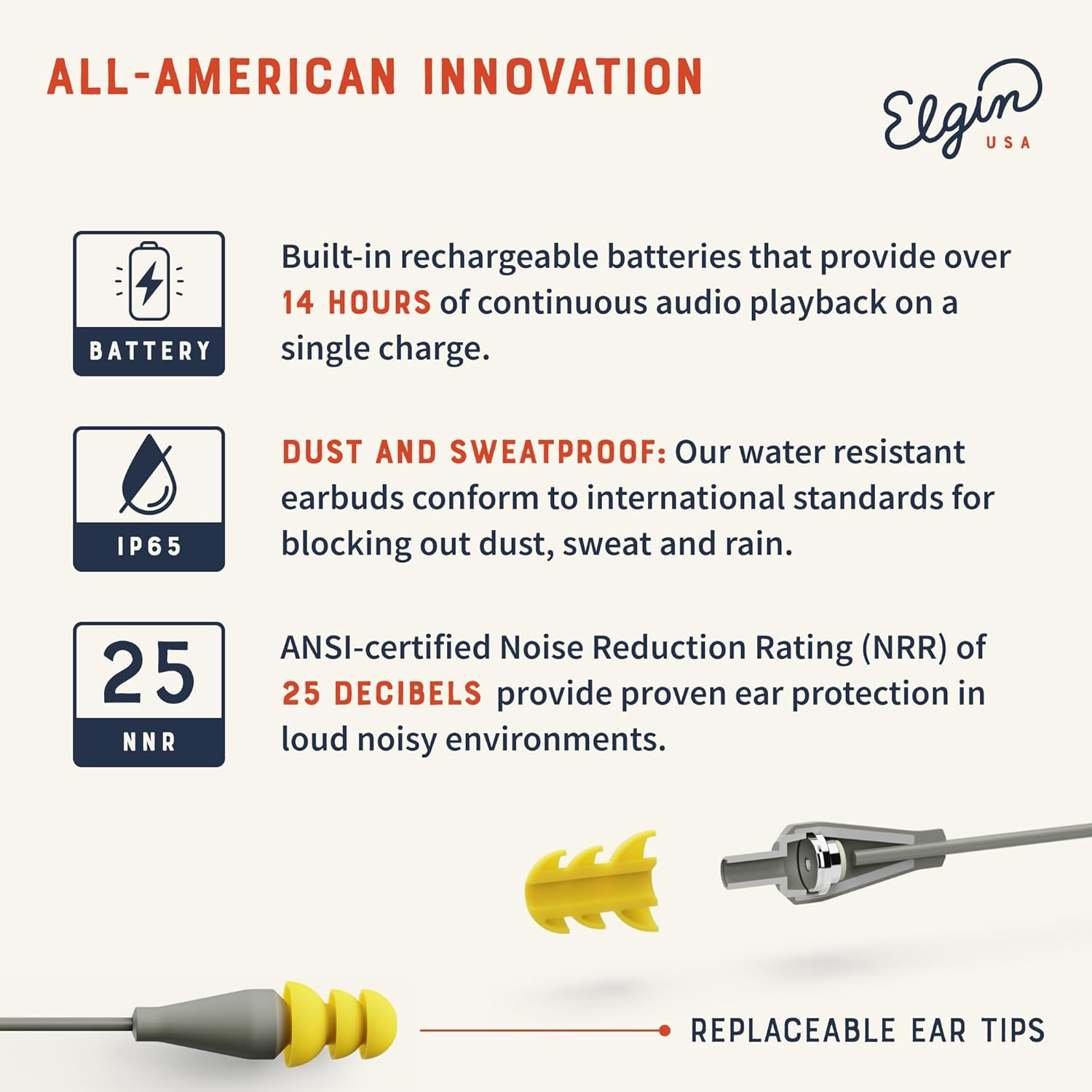 Elgin Discord Bluetooth Earplug Earbuds, OSHA Compliant Noise-Isolating Safety Wireless Headphones, All-Weather Earphones for Industrial Work, and High-Noise Environments - Image 4