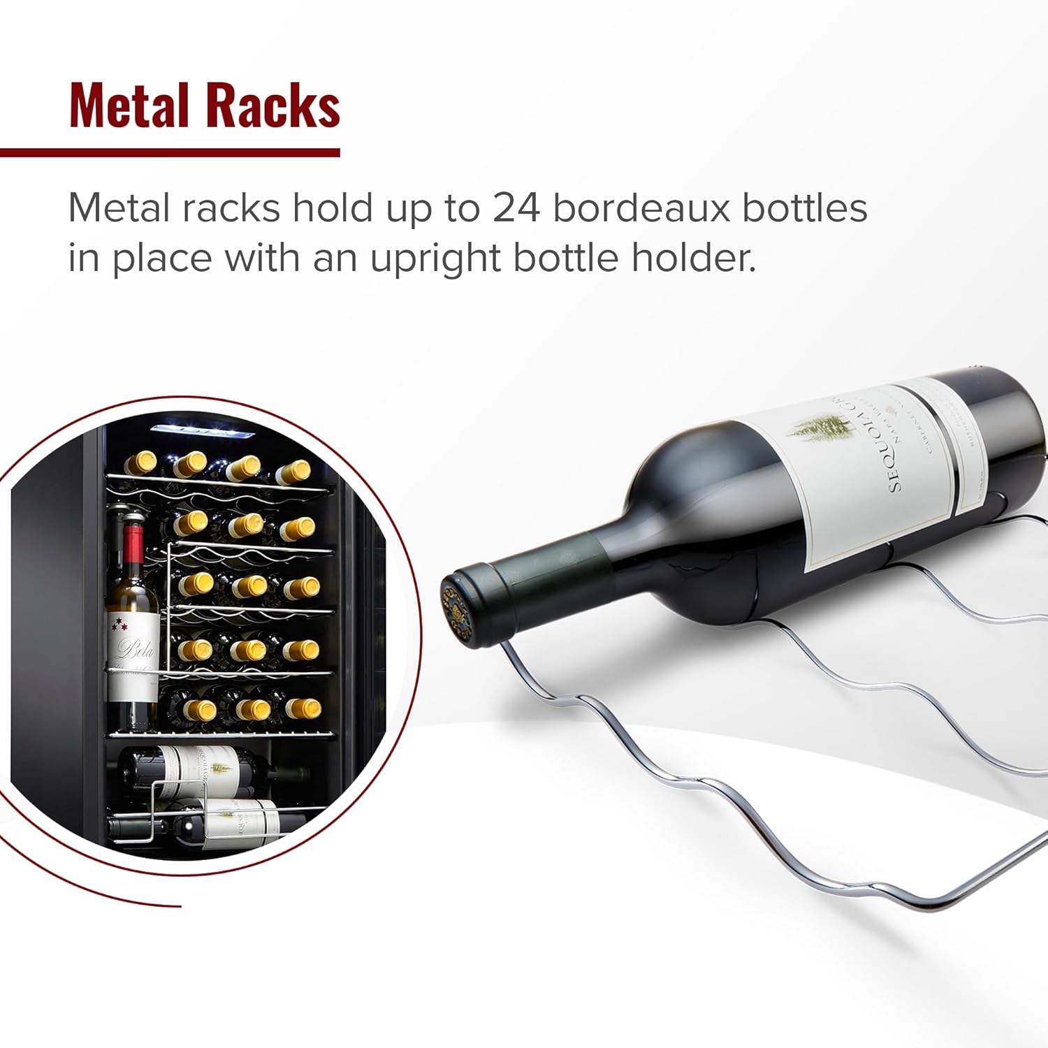 Wine Enthusiast 24-Bottle Compressor Wine Cooler with Upright Bottle Storage - Freestanding Wine Refrigerator with Digital Touchscreen and LED Temperature Display - Image 8