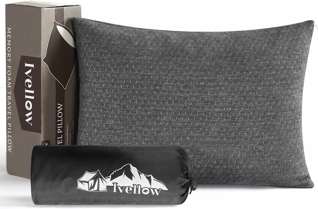 Ivellow Travel Pillow Compressible Camping Pillow for Sleeping Shredded Memory Foam Pillow Compact Firm Supportive Pillow for Adults Kids Outdoor Backpacking Hiking Essential Gear - Image 2