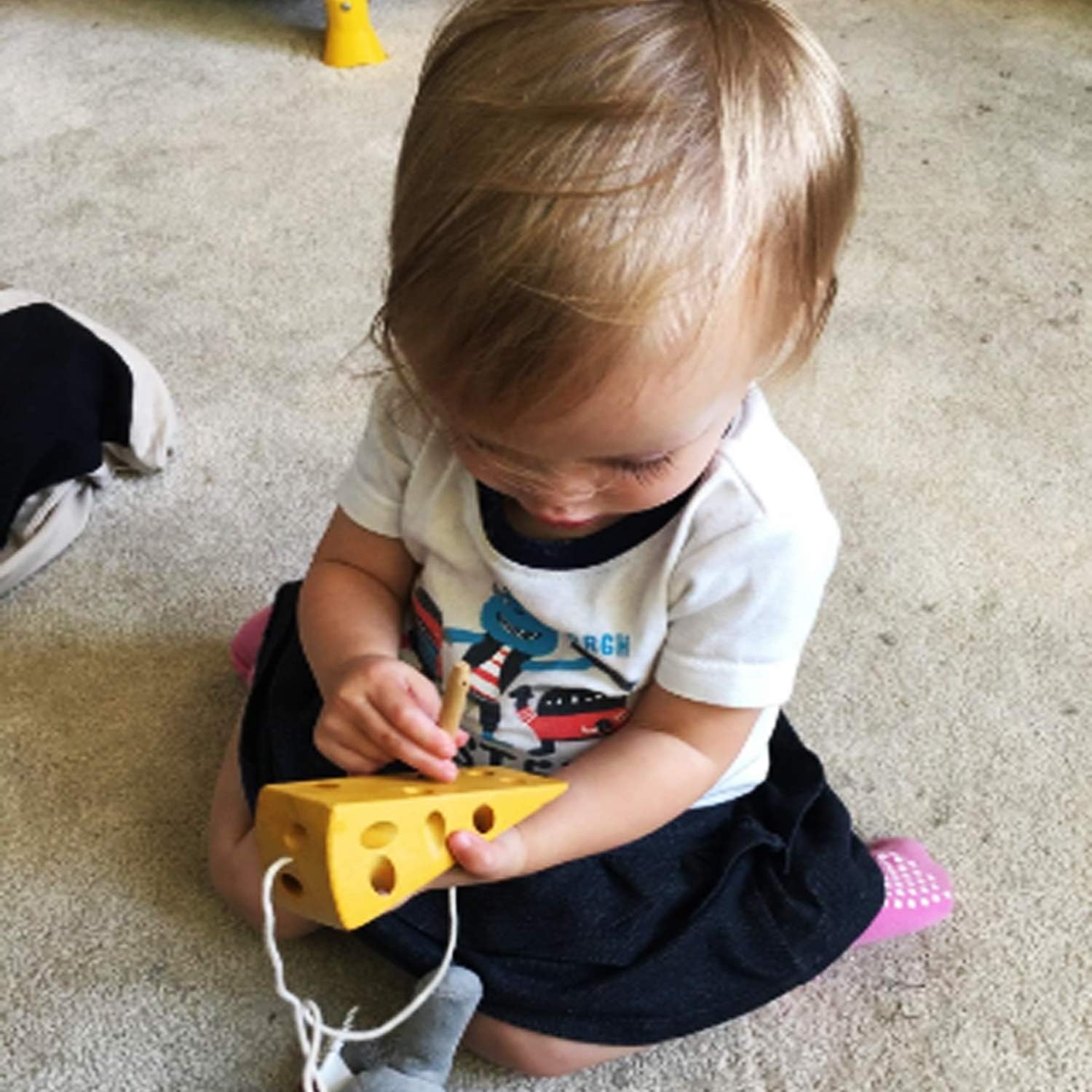 Early Development Wooden Lacing Toys, Montessori Activity Caterpillars Eat Apple and Kids Cheese Toys, Children Learning Educational Wood Block Puzzles for Toddlers Boys Girls - Image 8