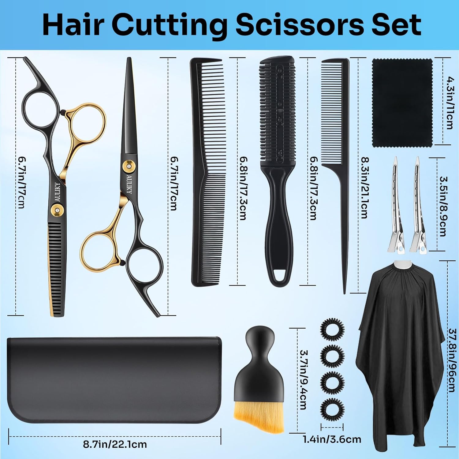 Hair Cutting Scissors Shears Kits, 15 Pcs Professional Hairdressing Scissors Set, Stainless Steel Hairdressing Shears Set Professional Thinning Scissors for Barber/Salon/Home/Men/Women/Kids/Adults - Image 6
