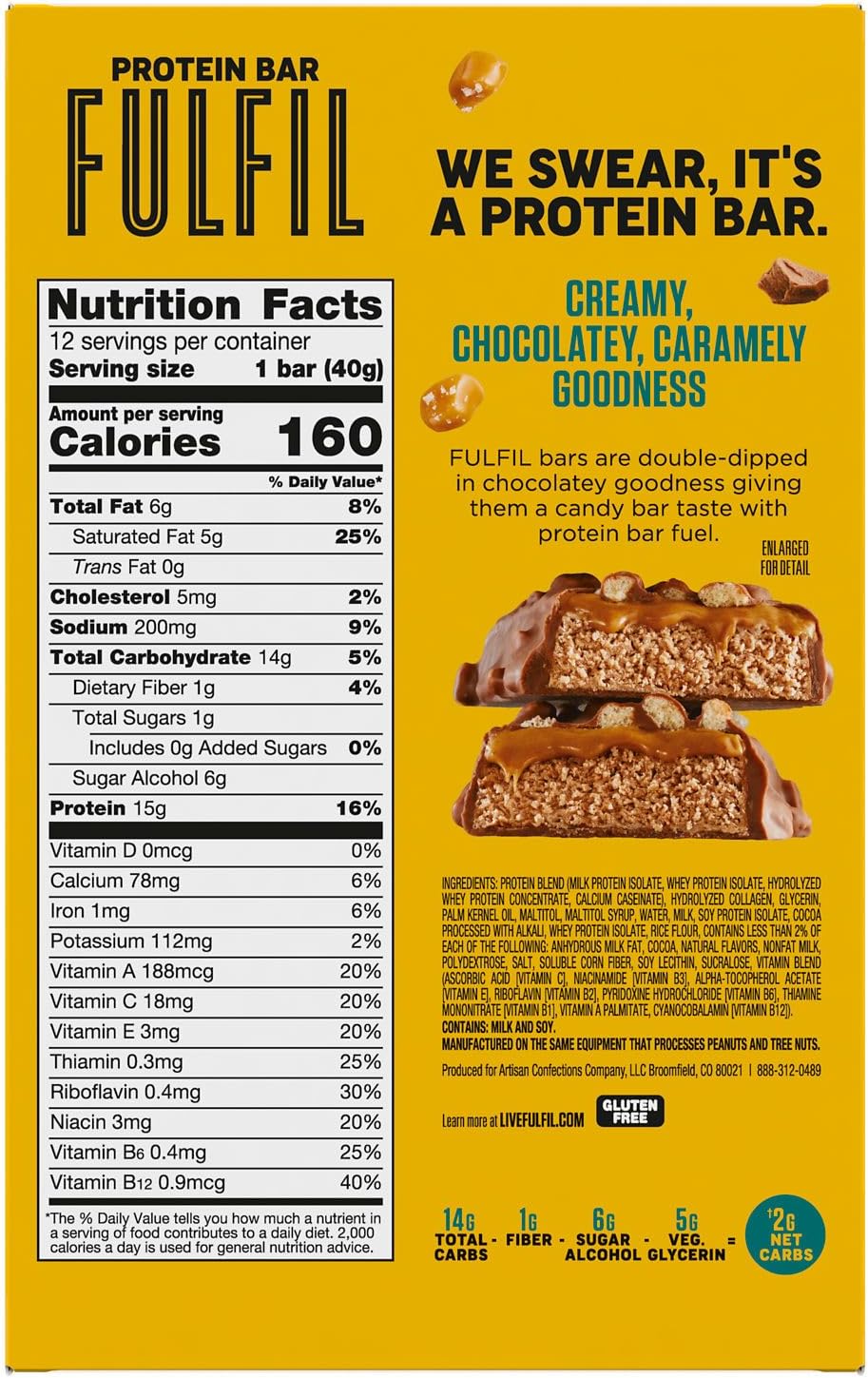 FULFIL Protein Snack Bars, Best Sellers Variety Pack,15g Protein, Pantry Staples, 12 Count - Image 6