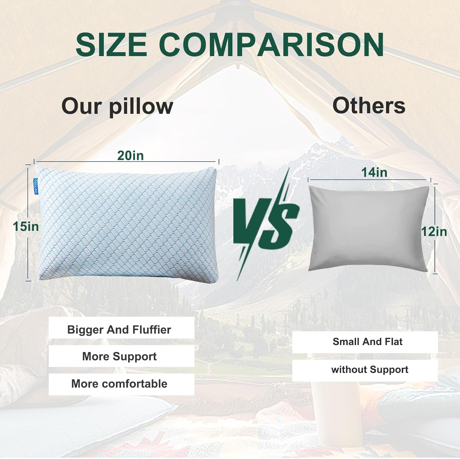 Gehannah Travel Pillow - Large 1 Pack Compressible Camping Pillow for Sleeping - Shredded Memory Foam with 2 Storage Bags - Supportive for Adults, Kids, Outdoor, Backpacking, Hiking Gear - Image 5